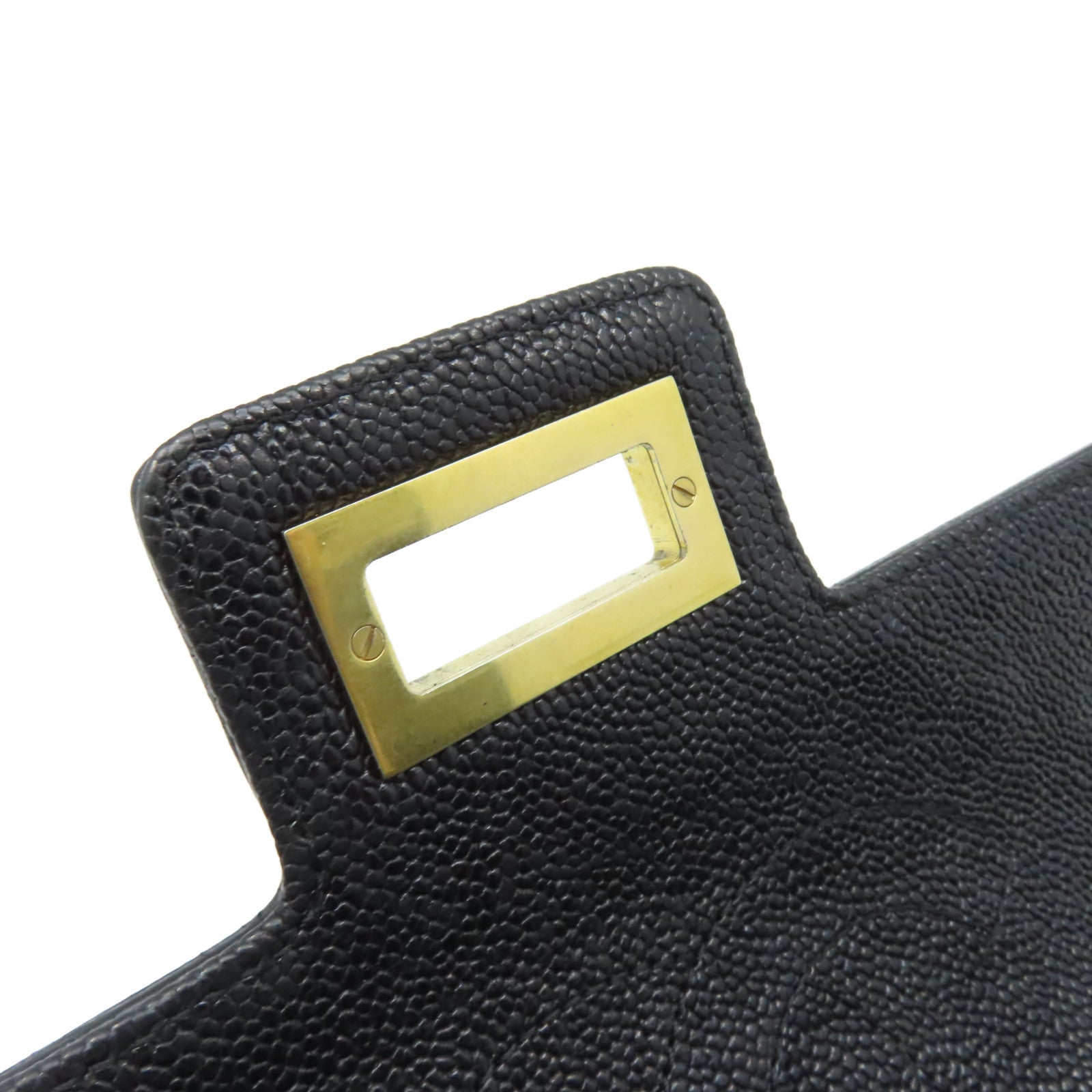 CHANEL 菱格Caviar皮革Chain Shoulder Bag金扣鏈帶肩背袋黑色