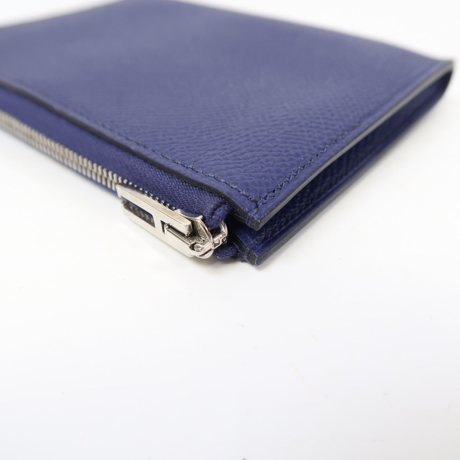 HERMES Epsom皮革Wallet銀扣錢包寶石藍色