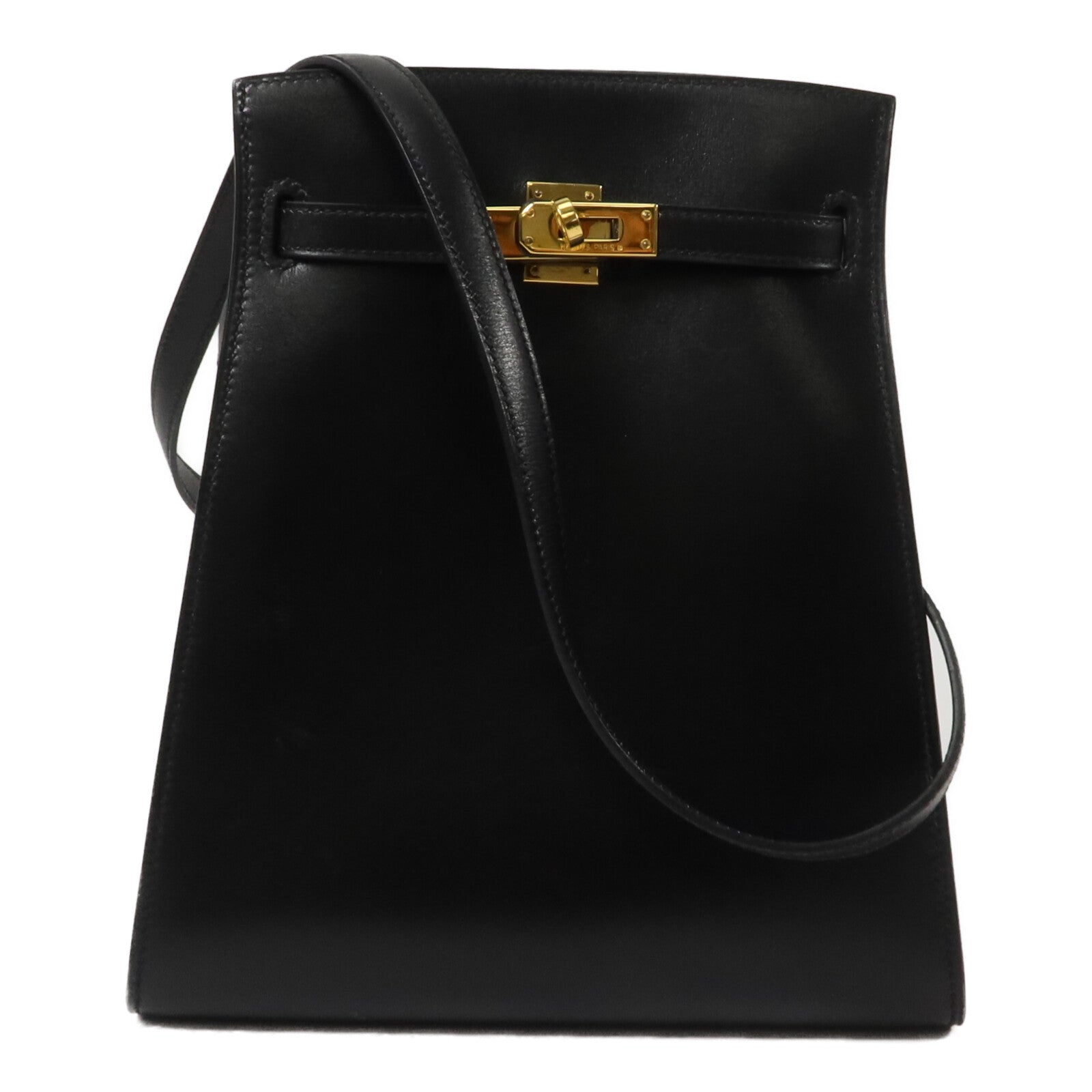 HERMES Box皮革Kelly Sport PM肩背袋Noir