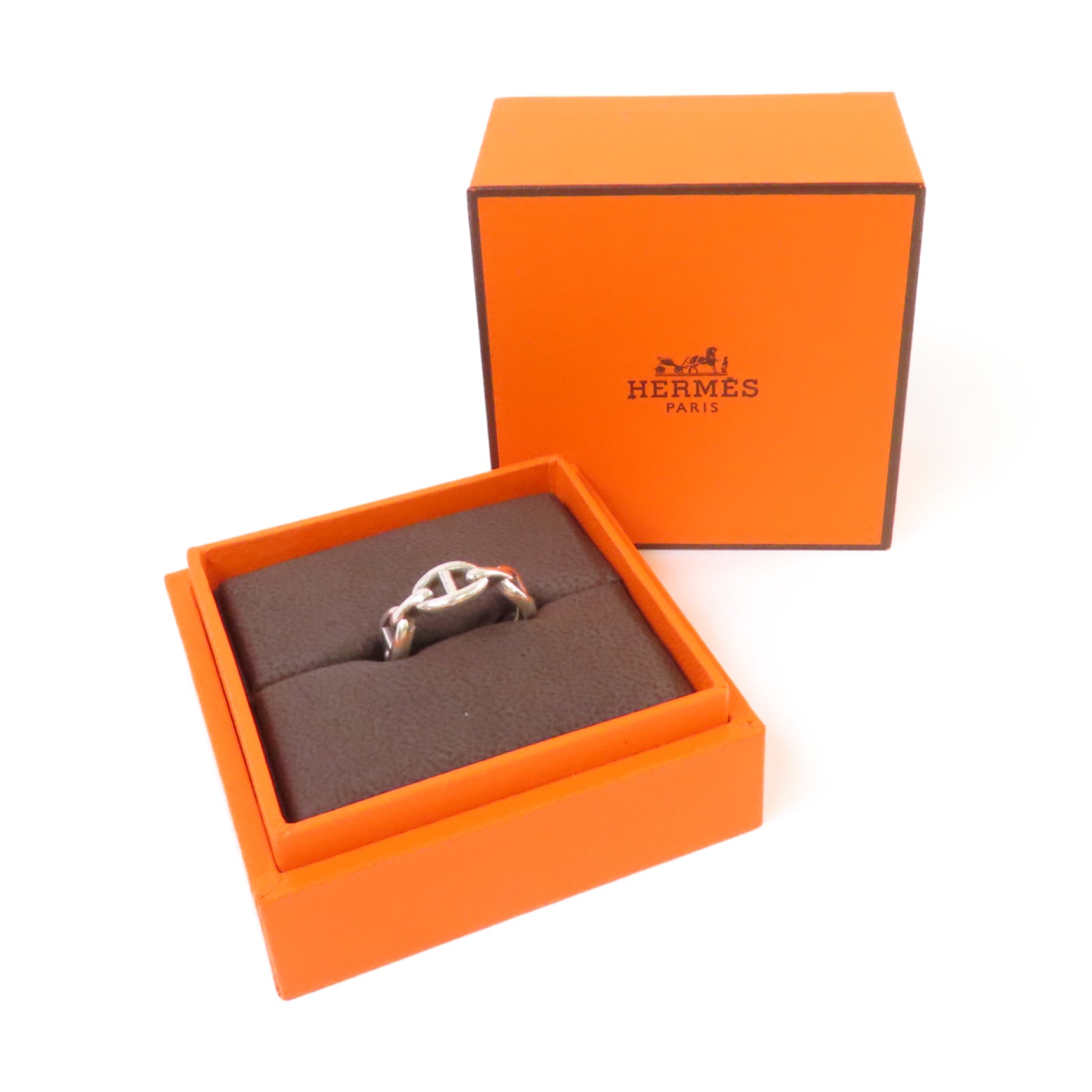 HERMES 925純銀Chaine d'Ancre Enchainee Ring戒指#53/US#6.75