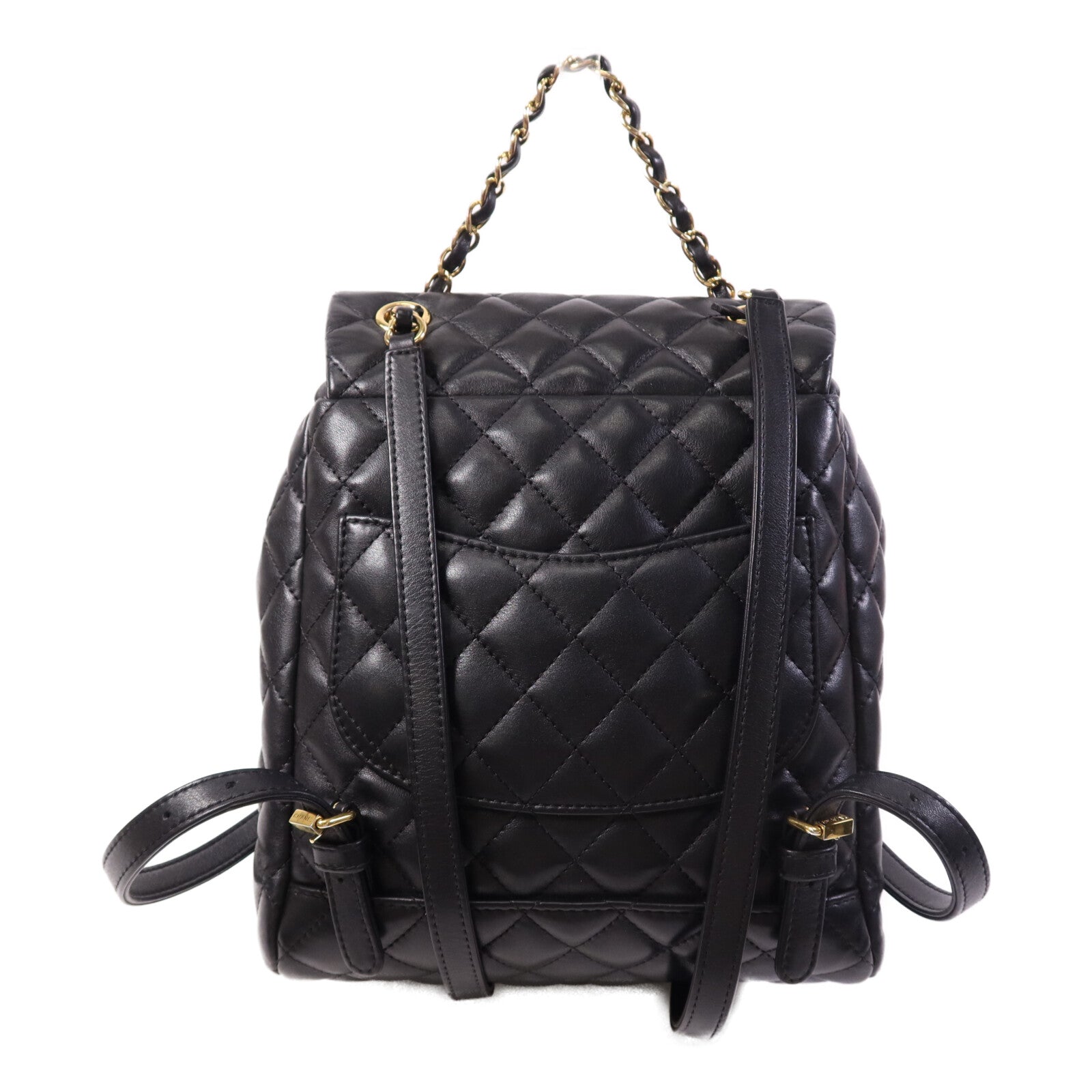 CHANEL 羊皮皮革Backpack金扣鏈帶背包