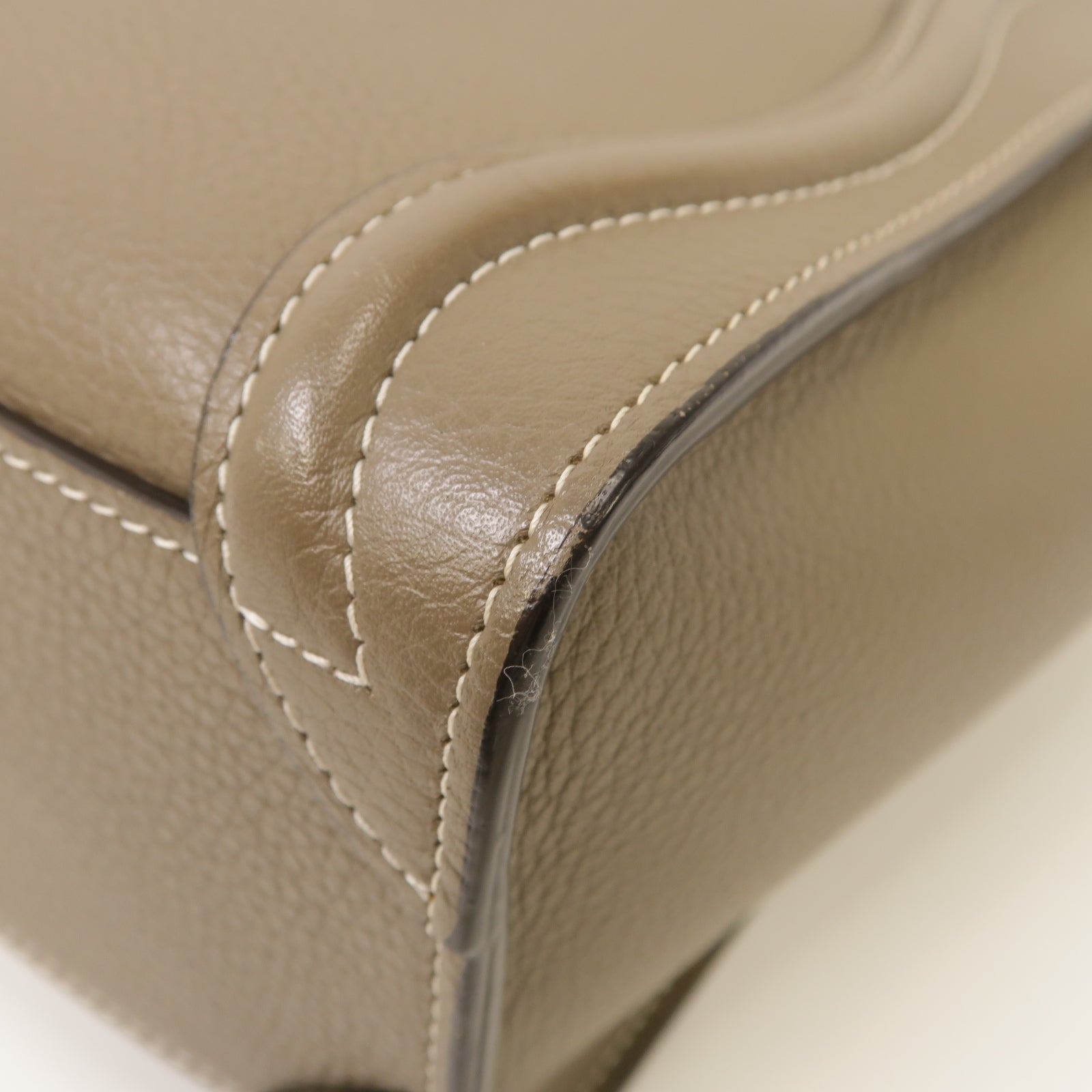 CELINE 【激減優惠】牛皮皮革Nano Luggage銀扣手挽肩背兩用袋米灰色