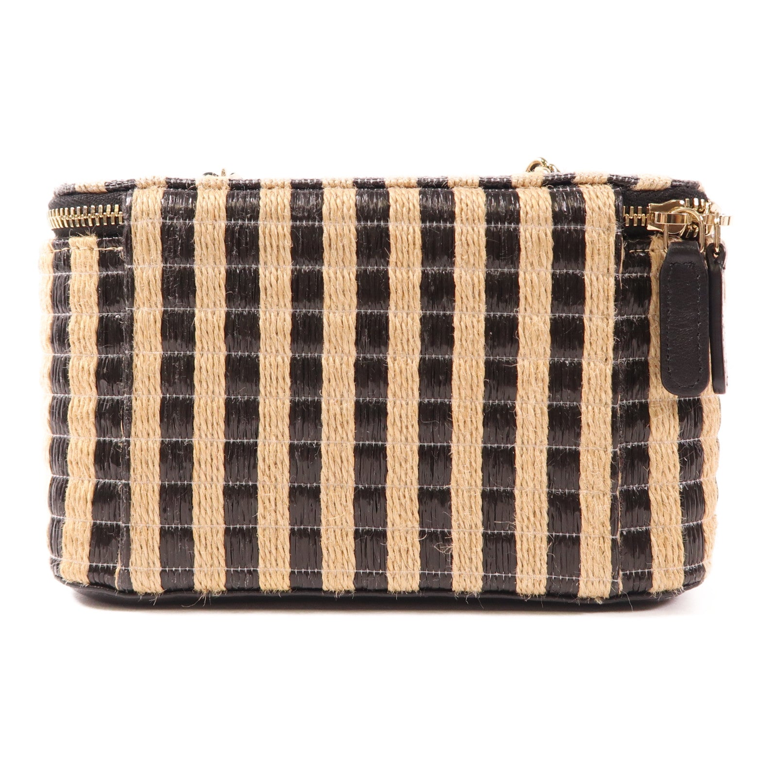 CHANEL Raffia Vanity Case金扣鏈帶肩背袋