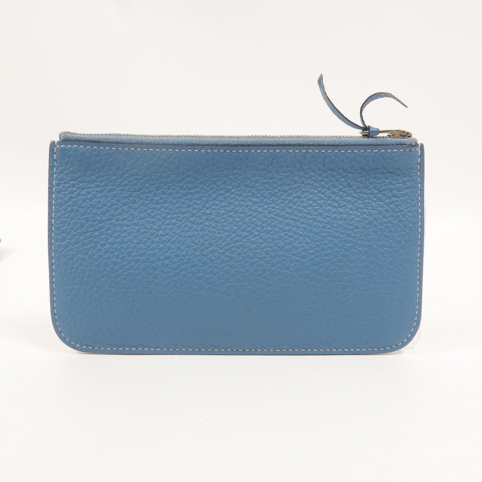 HERMES Clemence皮革Dogon GM長錢包Bleu Jean