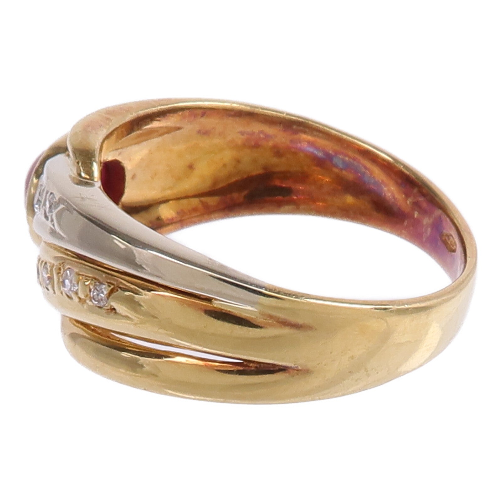 JEWELRY 18K黃金/白金Ruby Diamond Ring紅寶石/鑽石戒指US#5.5