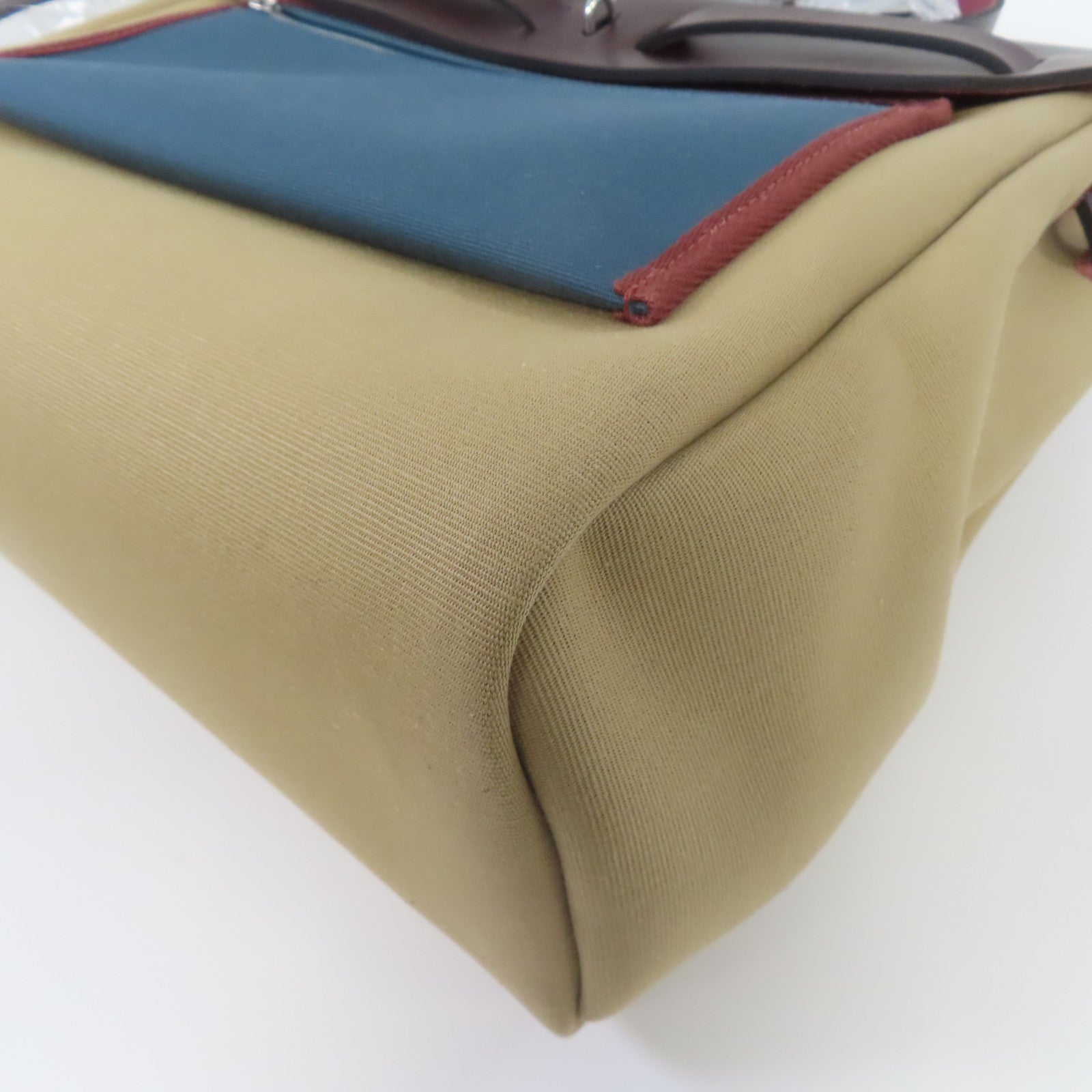 HERMES 帆布Herbag PM銀扣手挽肩背兩用袋風衣卡其色