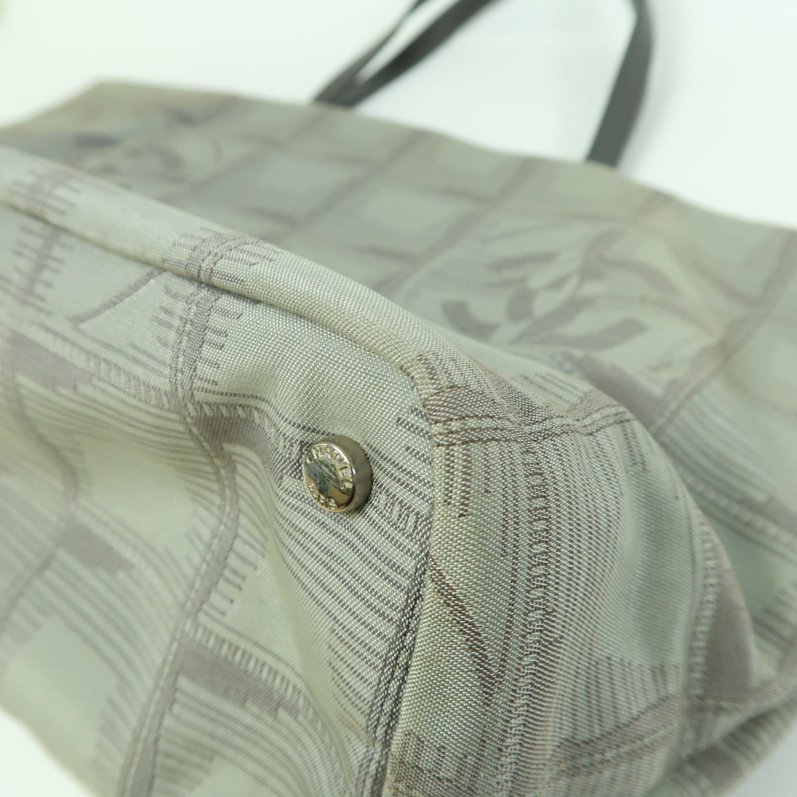 CHANEL 尼龍Tote Bag銀扣手挽袋灰色