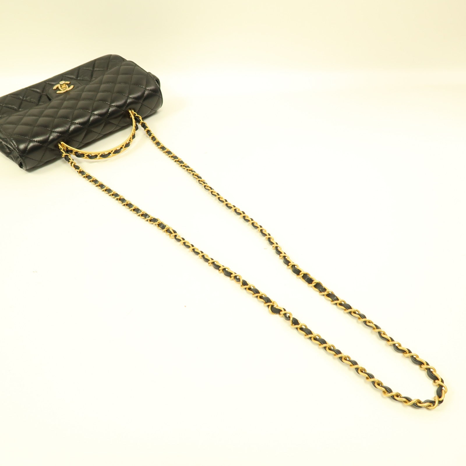 CHANEL CC GHW Chain Shoulder 2 Way Bag Handbag AS4408 Lambskin Leather Black