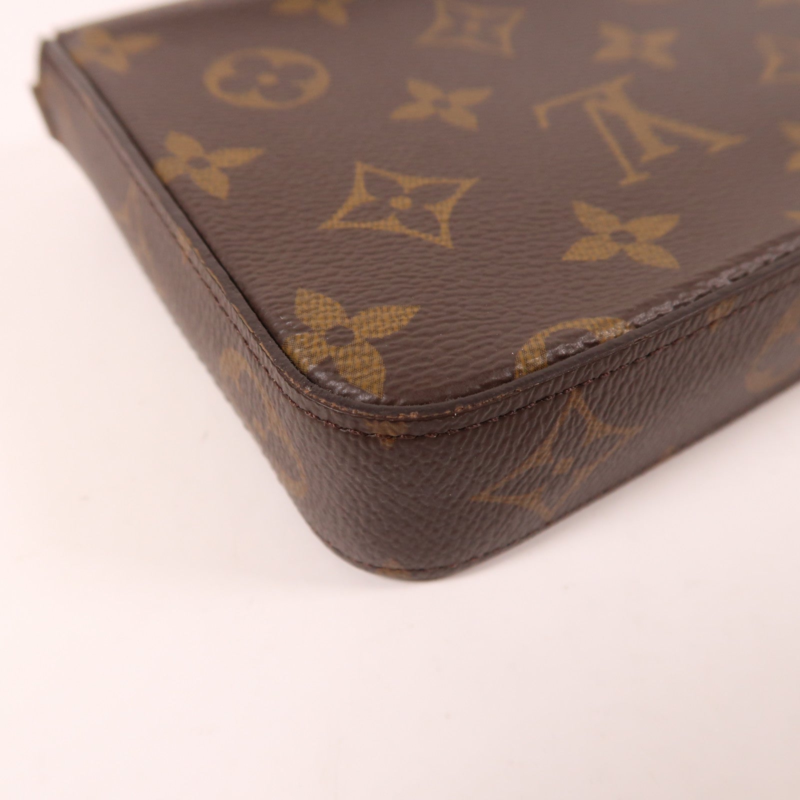 LOUIS VUITTON Monogram Pochette Felicie金扣鏈帶肩背袋棕色