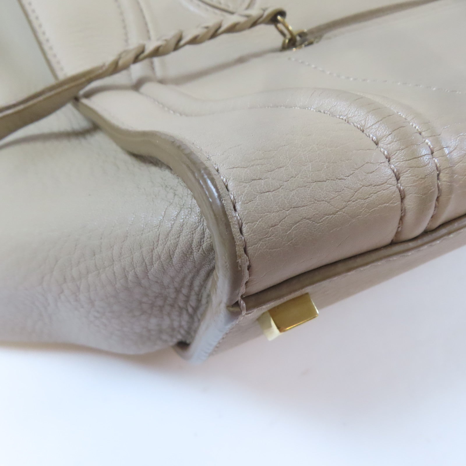 CELINE 牛皮皮革Nano Luggage Bag金扣肩背袋杏色