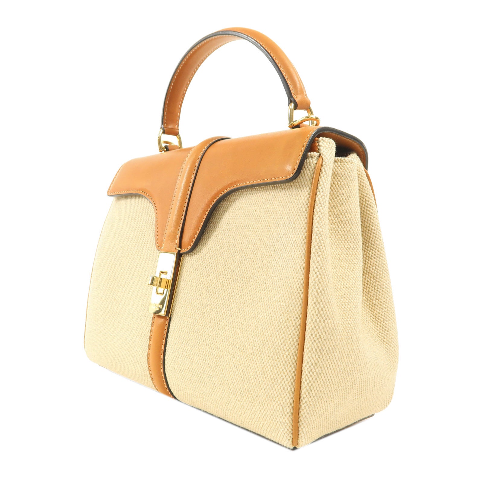 CELINE 牛皮皮革/帆布Small 16 Bag金扣肩背袋