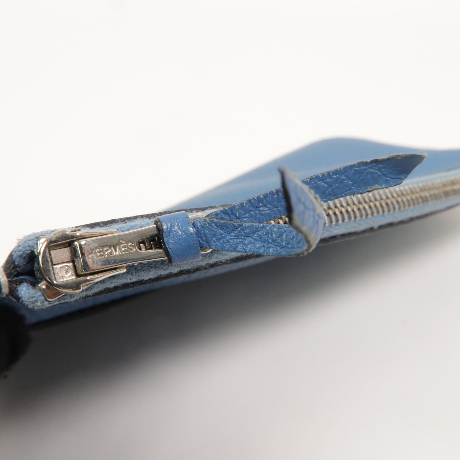 HERMES Clemence皮革Dogon GM長錢包Bleu Jean