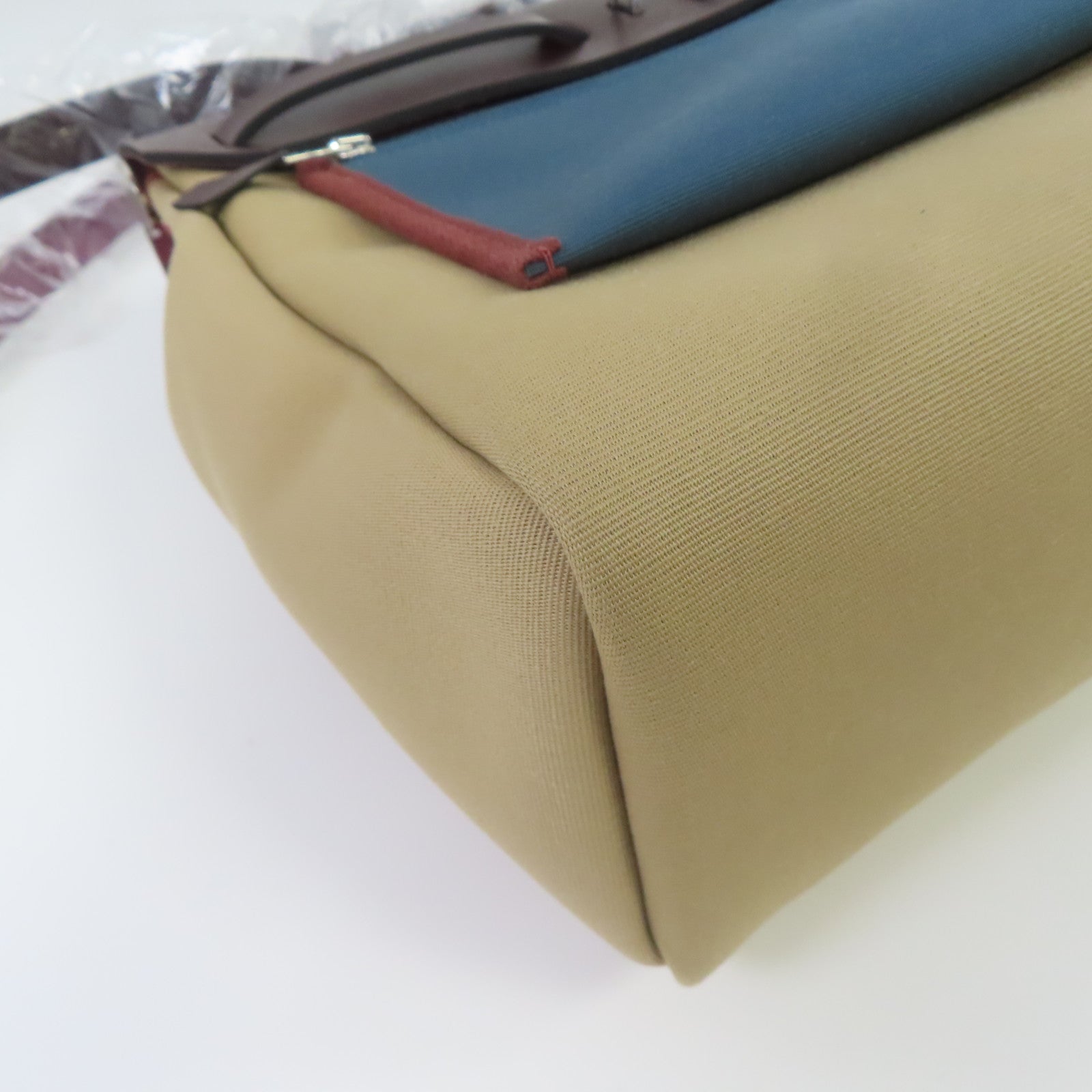 HERMES 帆布Herbag PM銀扣手挽肩背兩用袋風衣卡其色