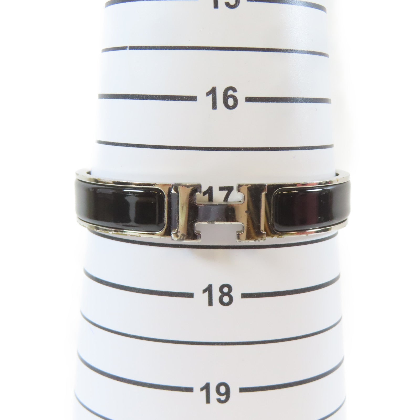 HERMES 金屬Clic H Bracelet手鐲黑色#17cm