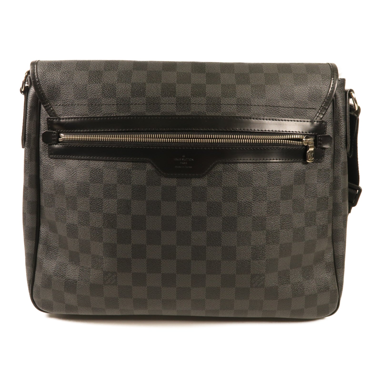 LOUIS VUITTON Damier Graphite Daniel GM銀扣肩背袋