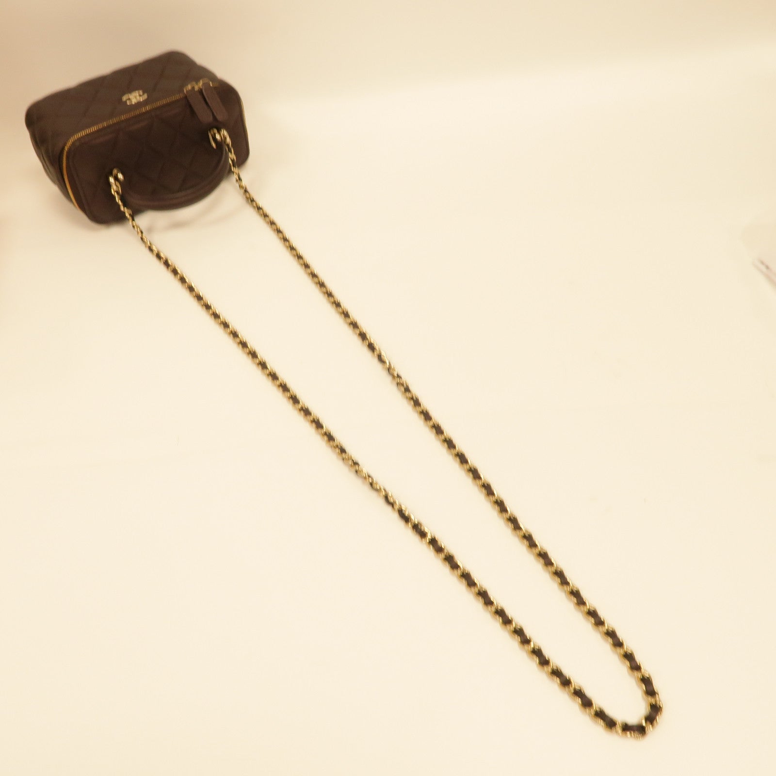 CHANEL 菱格羊皮皮革Top Handle Vanity金扣手挽肩背兩用袋紫色