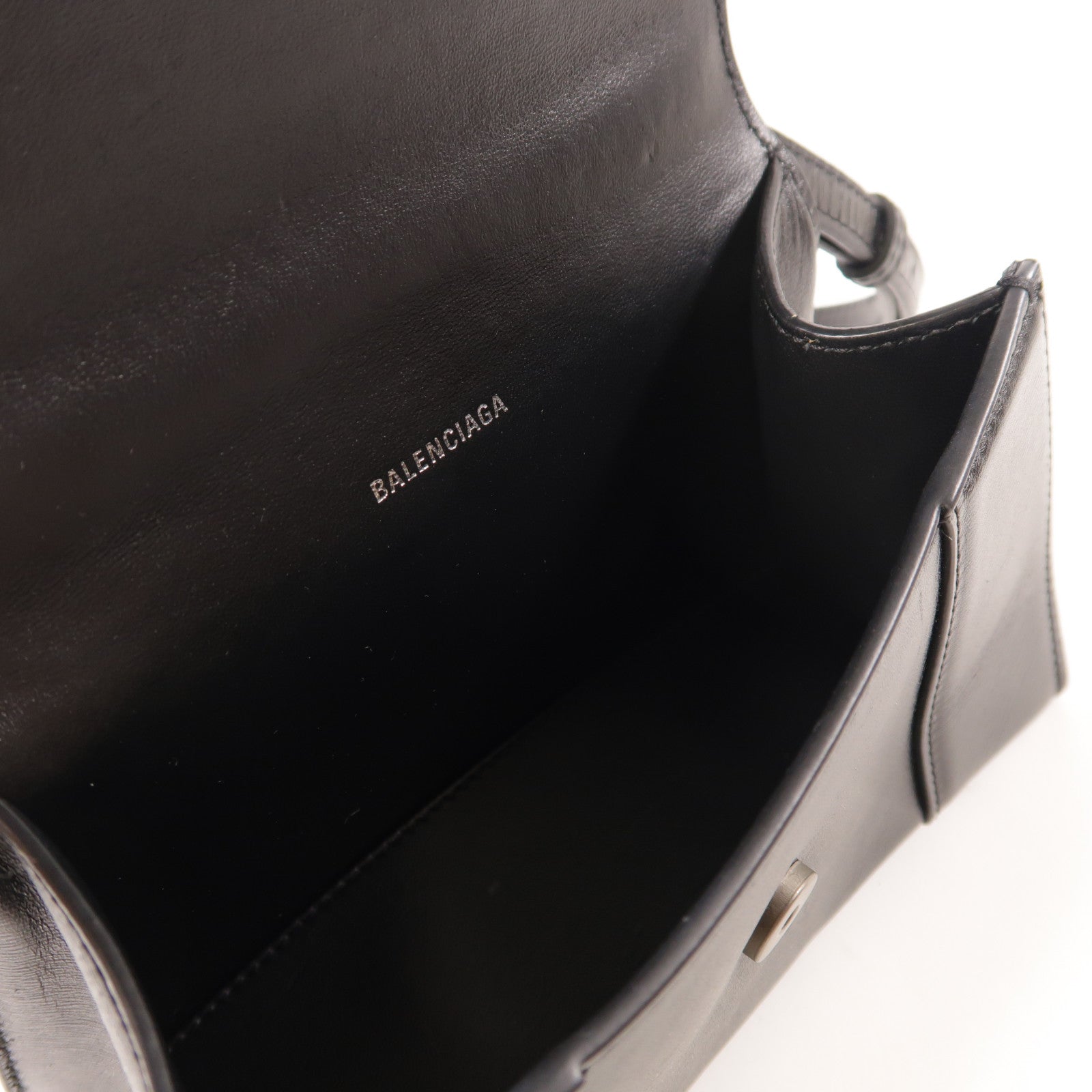 BALENCIAGA 牛皮皮革Hourglass XS銀扣手挽肩背兩用袋