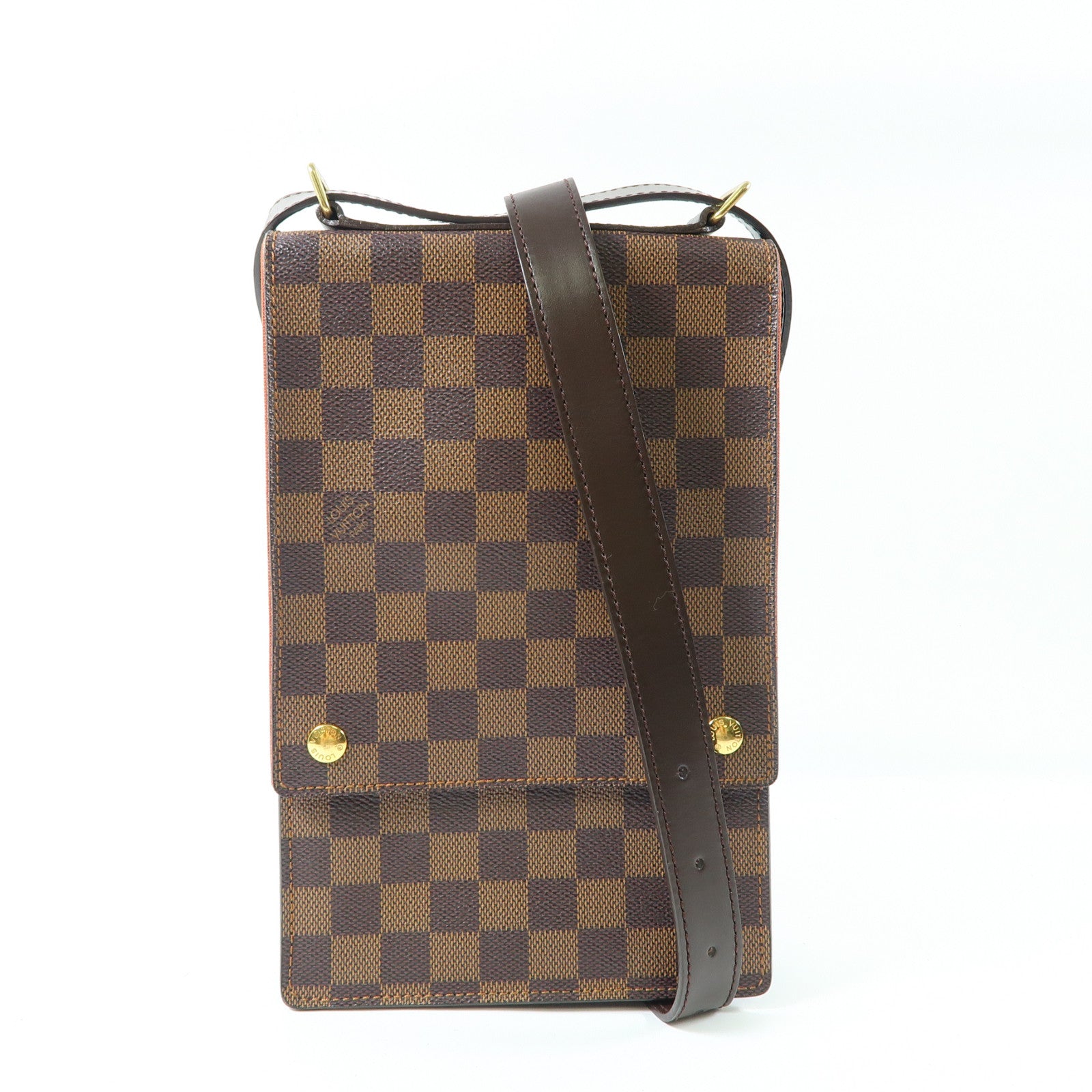 LOUIS VUITTON Damier Ebene Portobello Shoulder Bag金扣肩背袋啡色
