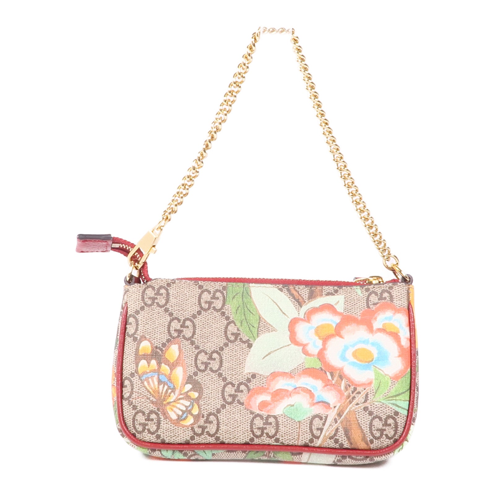 GUCCI 塗層帆布GG Supreme Mini Chain Bag金扣鏈帶手挽袋
