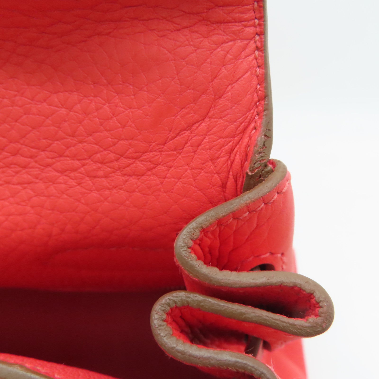 HERMES [Sharp Discount] Clemence Leather Kelly 28 Silver Buckle Hand Bag Pink/Rose Jaipur