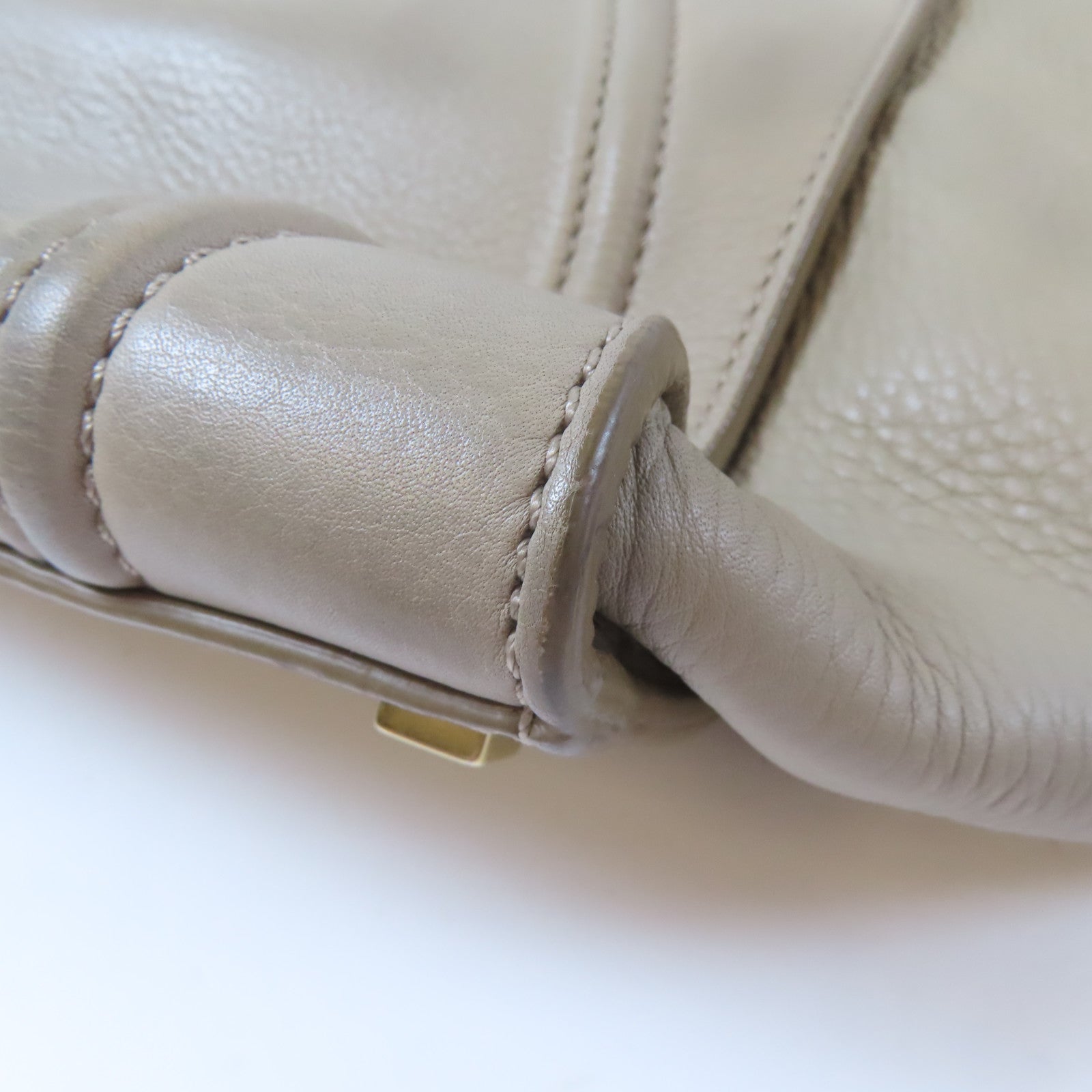 CELINE 牛皮皮革Nano Luggage Bag金扣肩背袋杏色