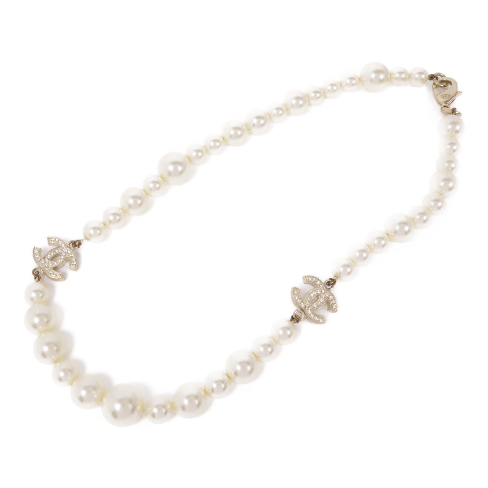 CHANEL 金屬/仿珍珠Necklace銀扣項鍊