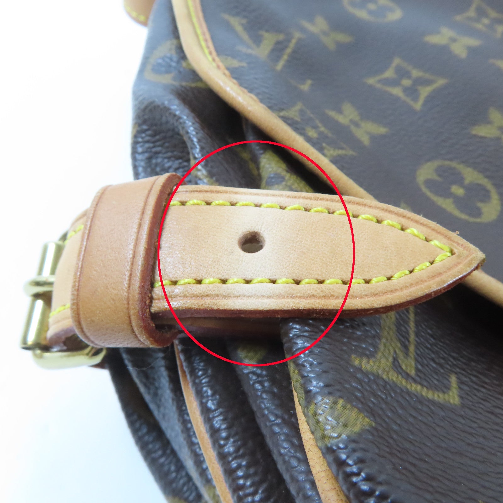 LOUIS VUITTON Monogram Saumur 30金扣肩背袋啡色