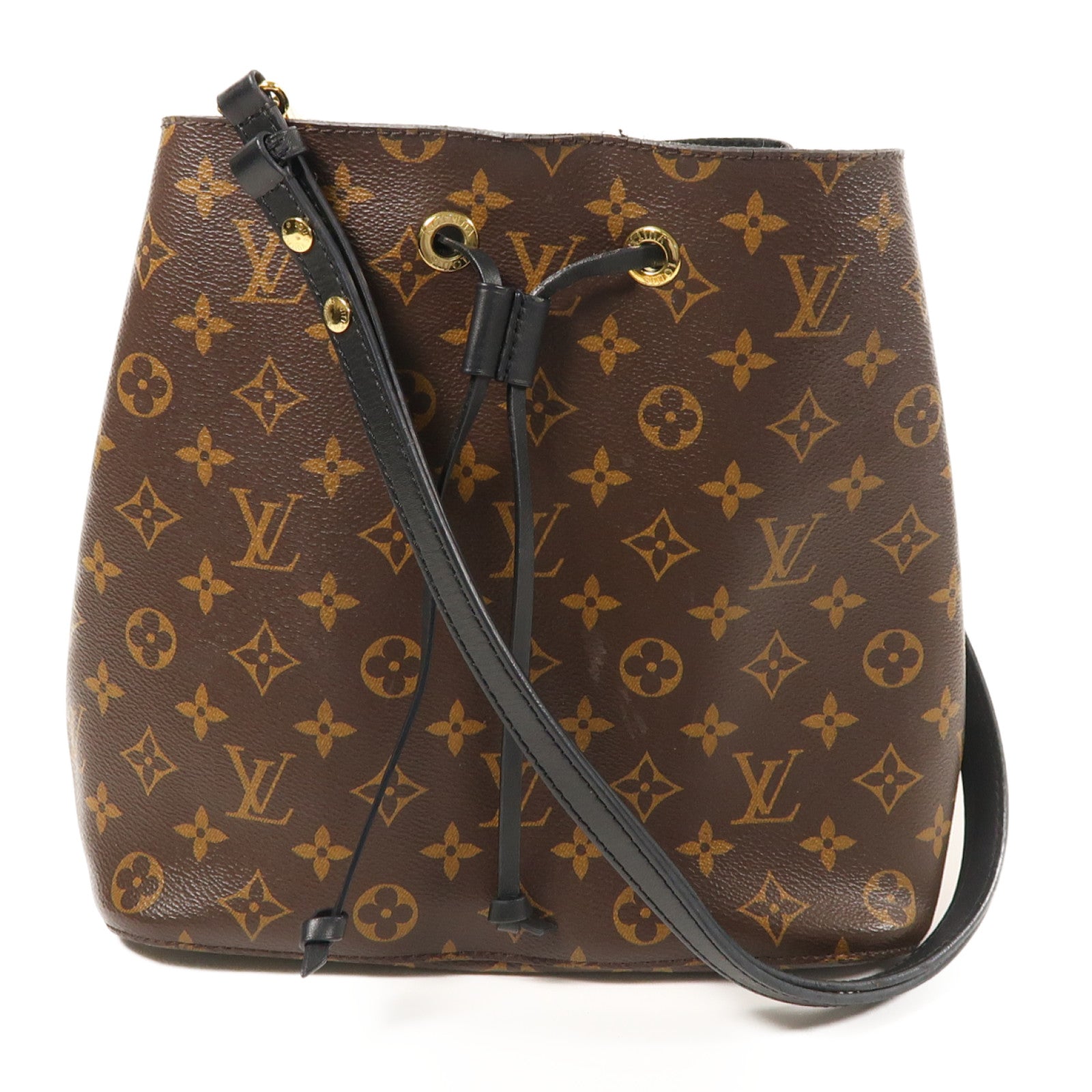 LOUIS VUITTON Monogram Neo Noe MM金扣肩背袋棕色/黑色