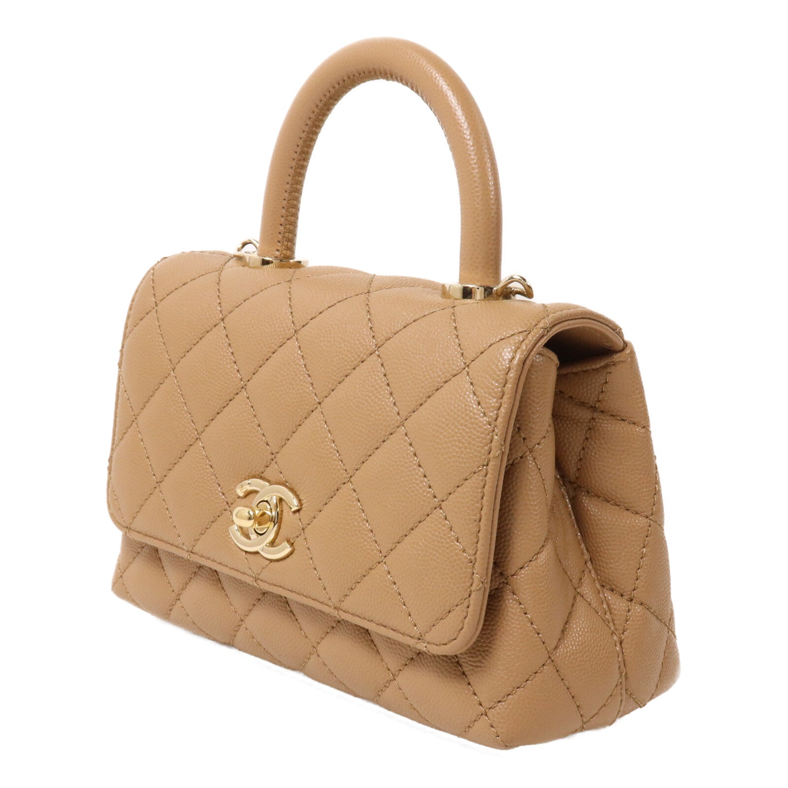 CHANEL 牛皮皮革Mini Coco Handle鏈帶手挽肩背兩用袋