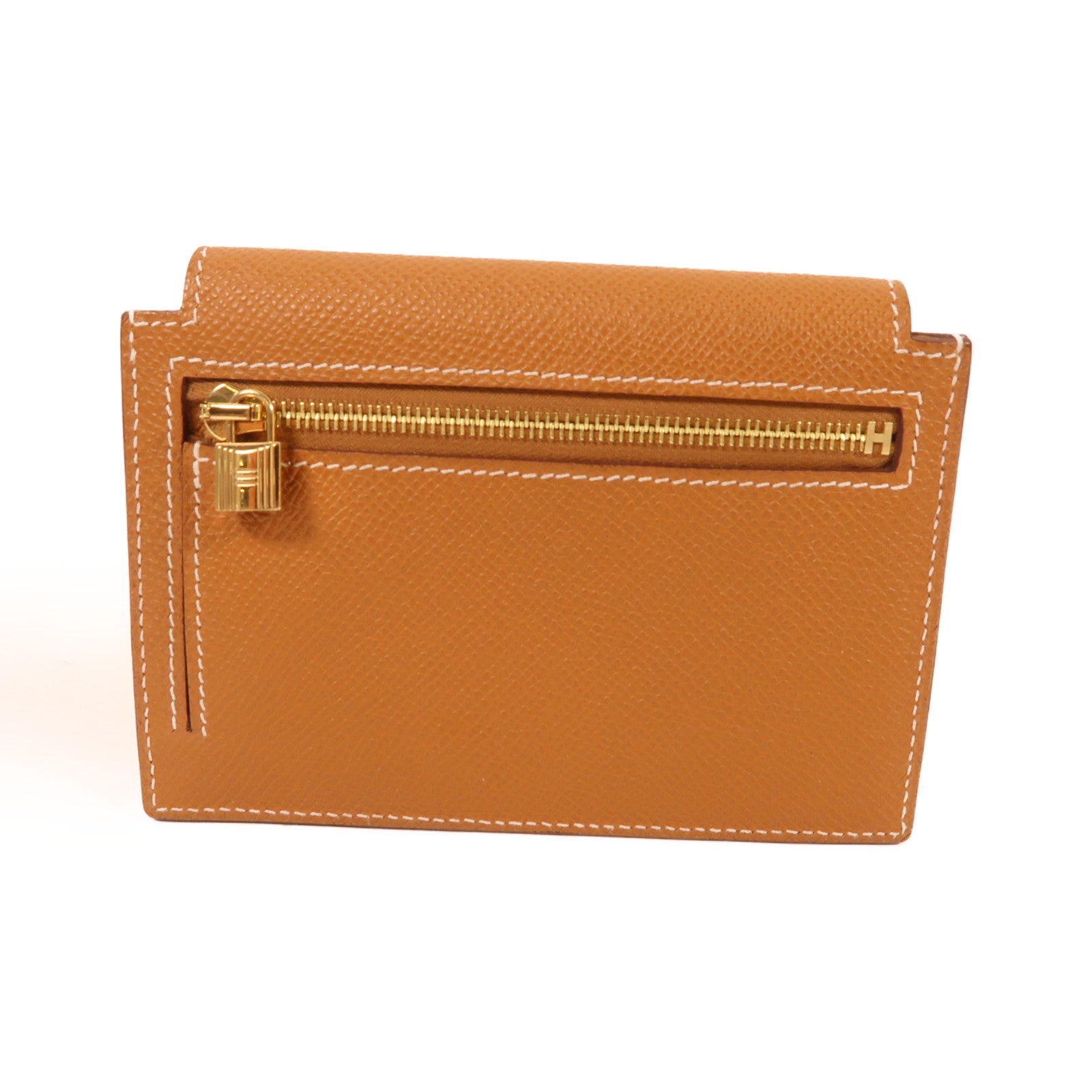 HERMES Epsom皮革Kelly Pocket Wallet金扣零錢包37 Gold