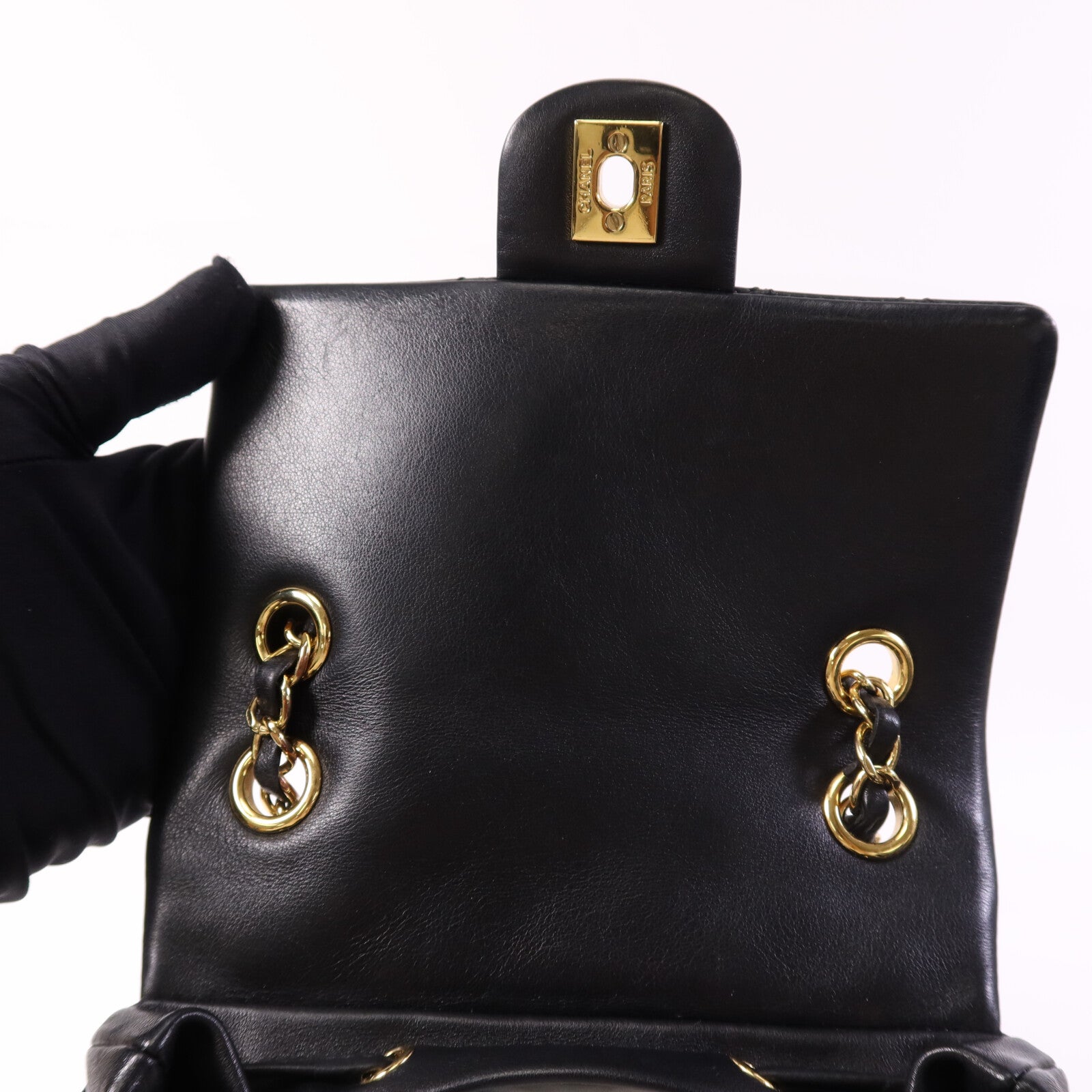CHANEL 羊皮皮革Backpack金扣鏈帶背包
