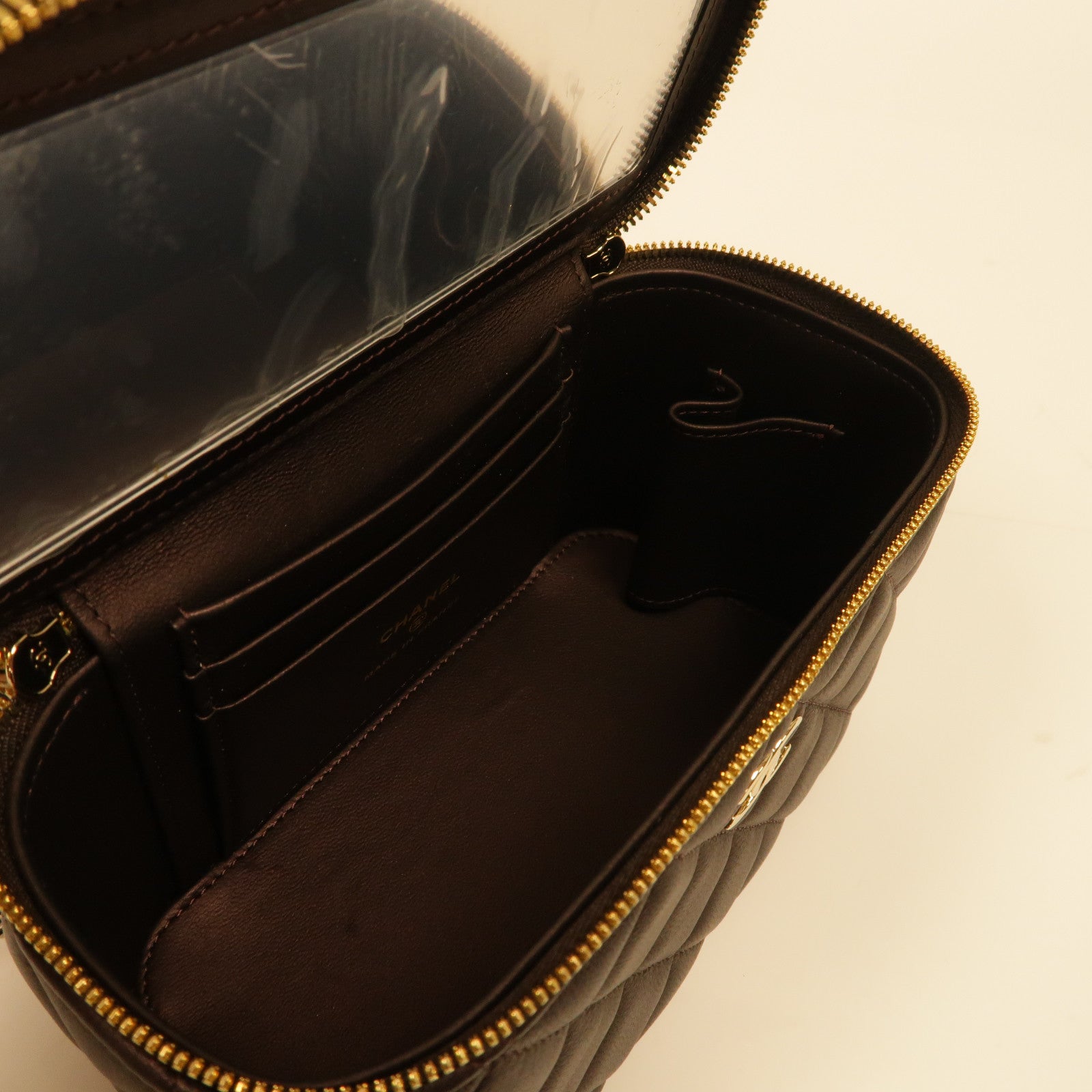 CHANEL 菱格羊皮皮革Top Handle Vanity金扣手挽肩背兩用袋紫色