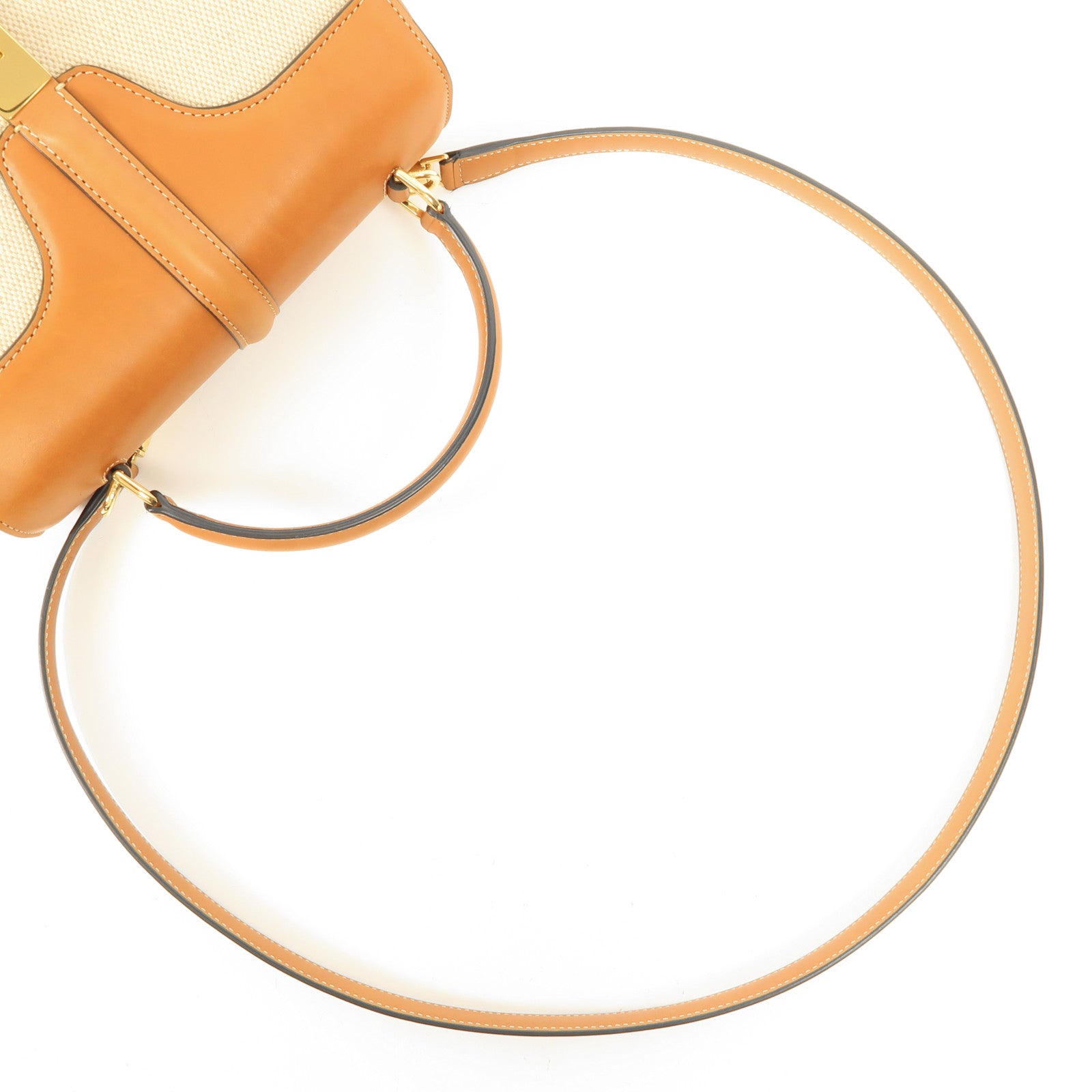 CELINE 牛皮皮革/帆布Small 16 Bag金扣肩背袋