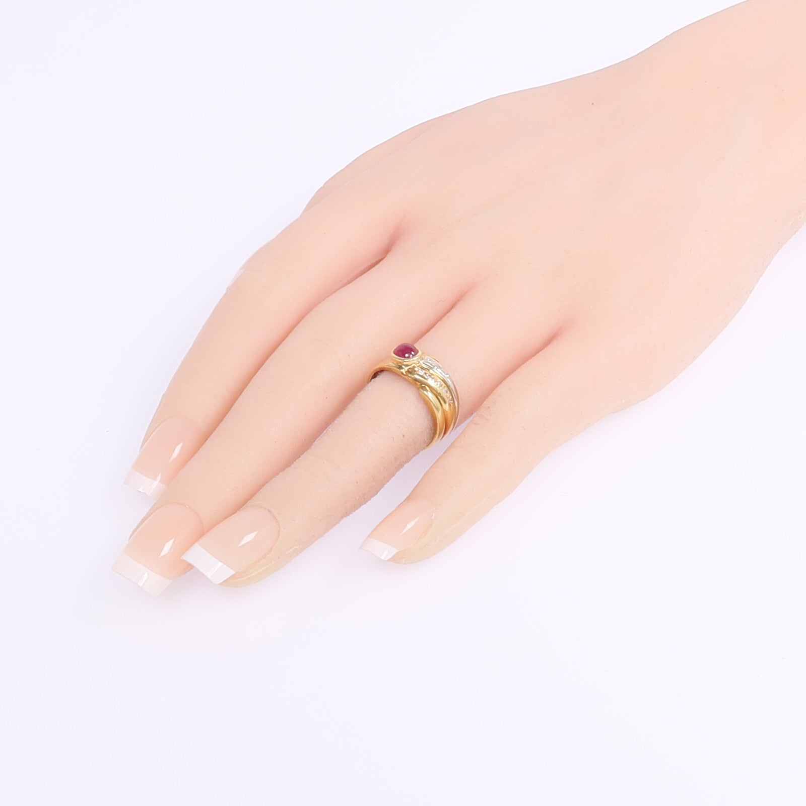 JEWELRY 18K黃金/白金Ruby Diamond Ring紅寶石/鑽石戒指US#5.5