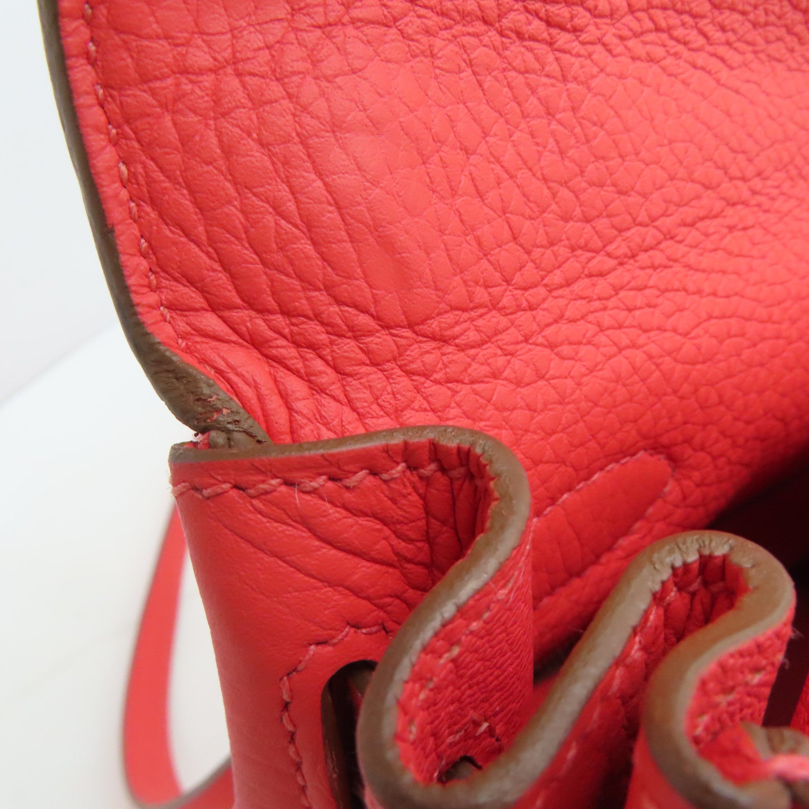 HERMES [Sharp Discount] Clemence Leather Kelly 28 Silver Buckle Hand Bag Pink/Rose Jaipur
