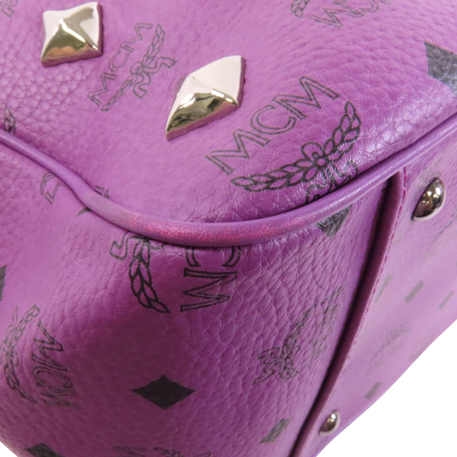 MCM 塗層帆布Tote Bag銀扣手挽肩背兩用袋
