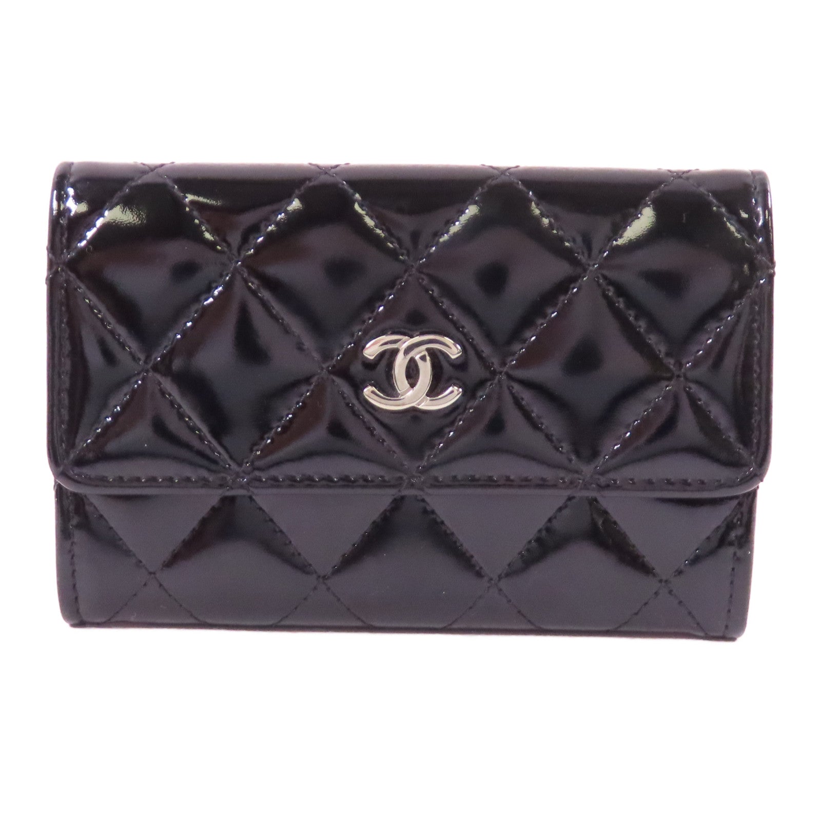 CHANEL 漆皮皮革Card Case銀扣卡片套