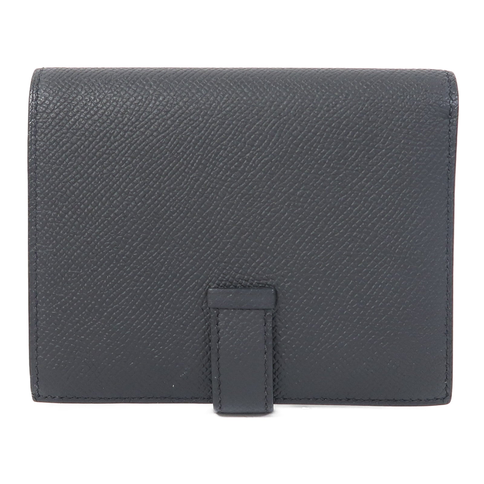HERMES Epsom皮革Bearn Compact Wallet銀扣錢包黑色