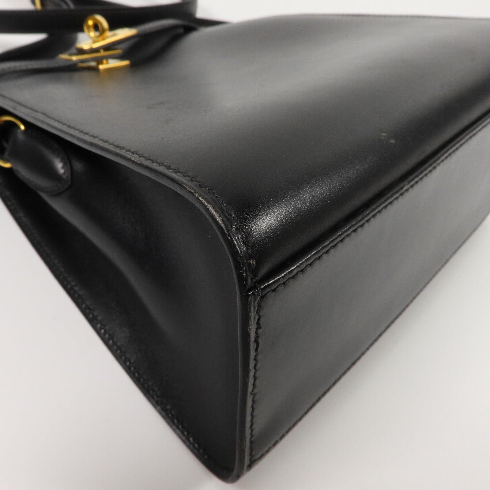 HERMES Box皮革Kelly Sport PM肩背袋Noir