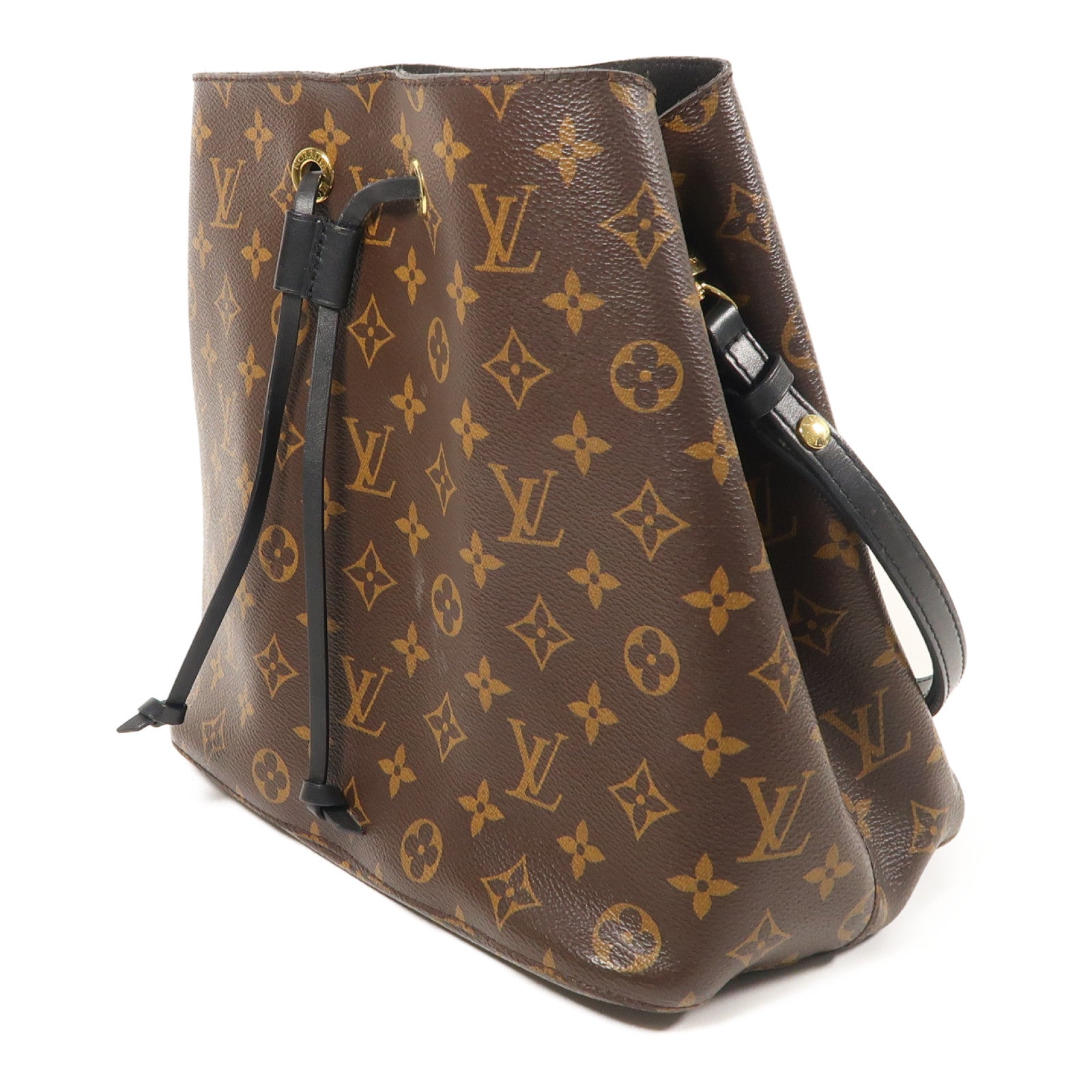 LOUIS VUITTON Monogram Neo Noe MM金扣肩背袋棕色/黑色
