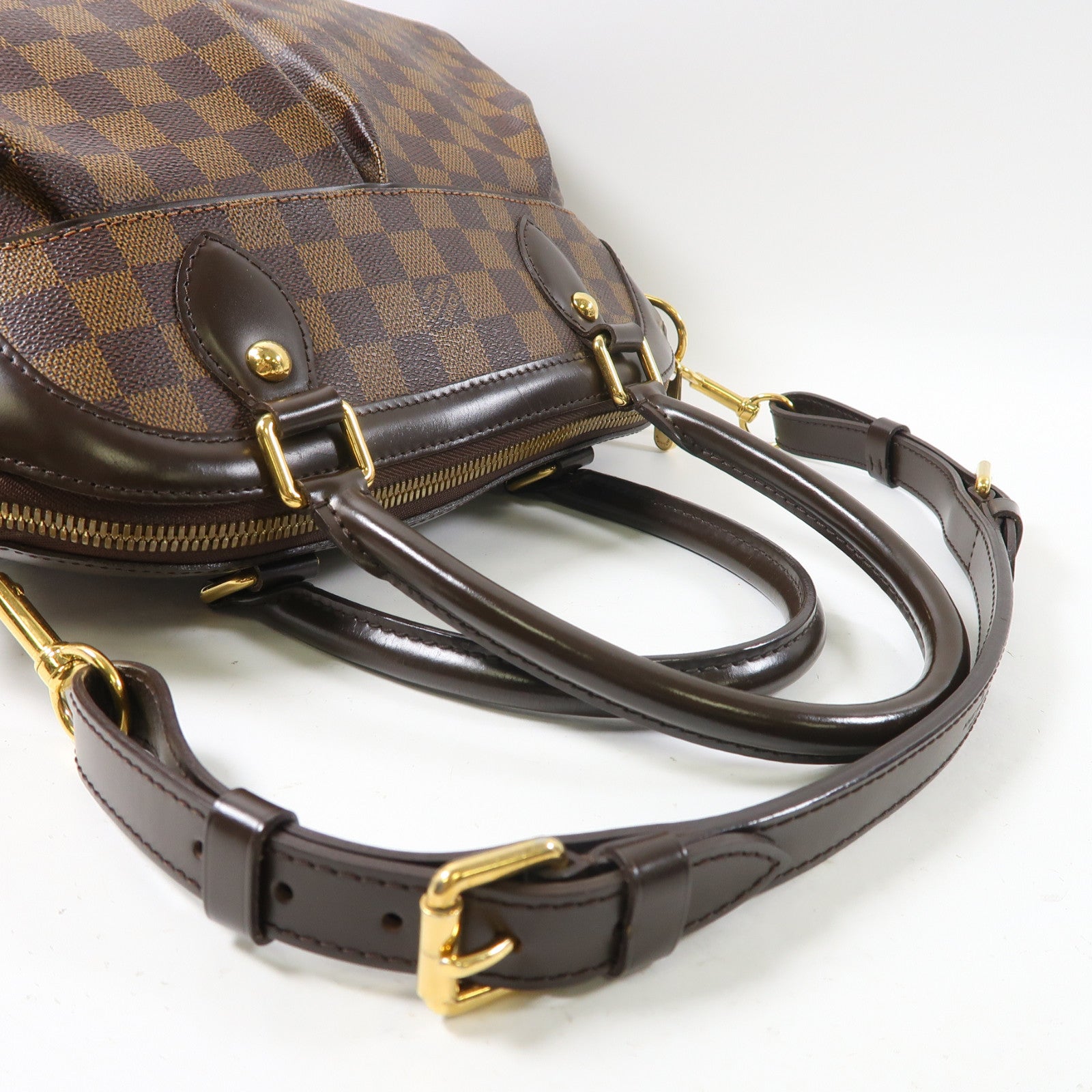 LOUIS VUITTON Damier Ebene Trevi PM金扣手挽肩背兩用袋啡色
