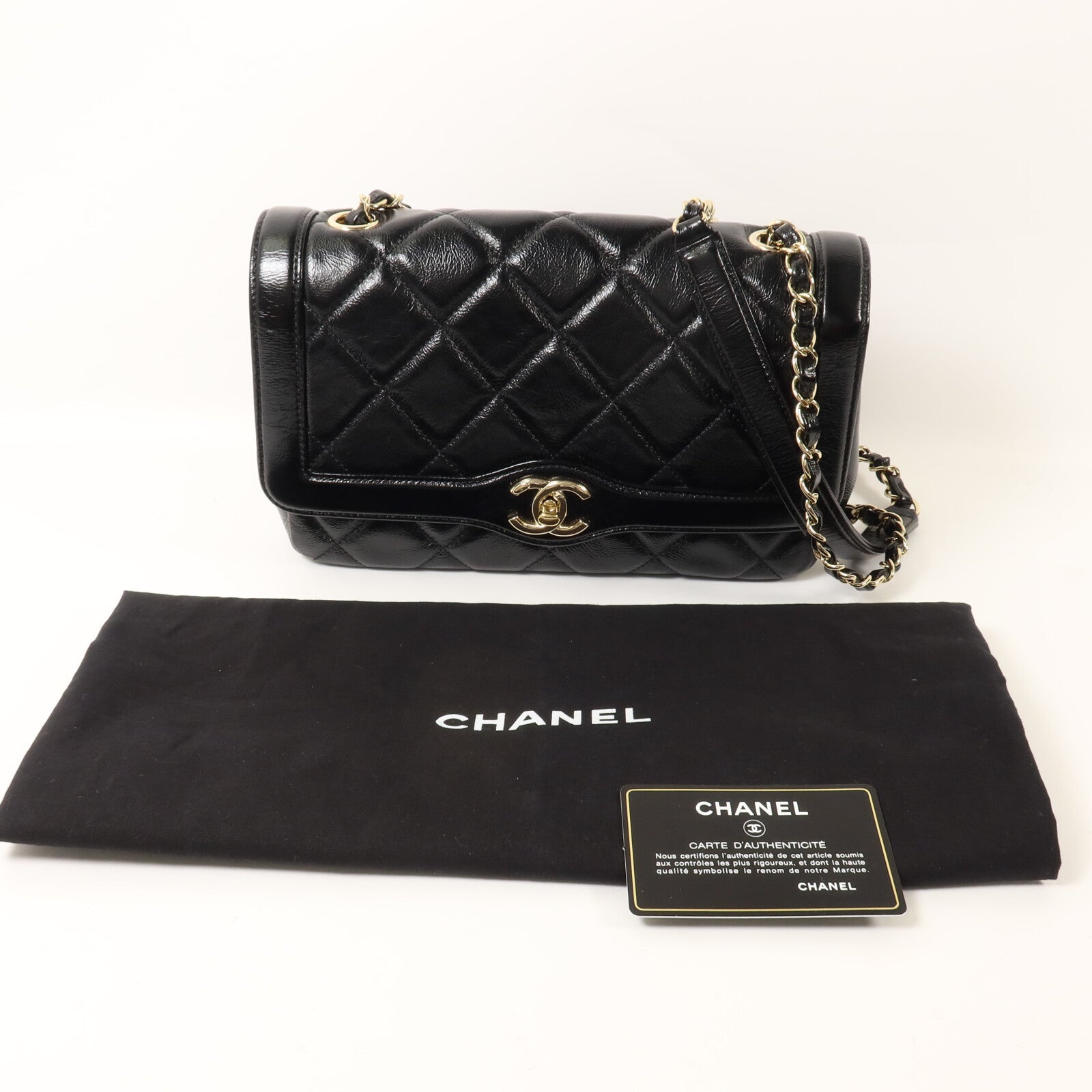 CHANEL 漆皮皮革Chain Shoulder鏈帶肩背袋