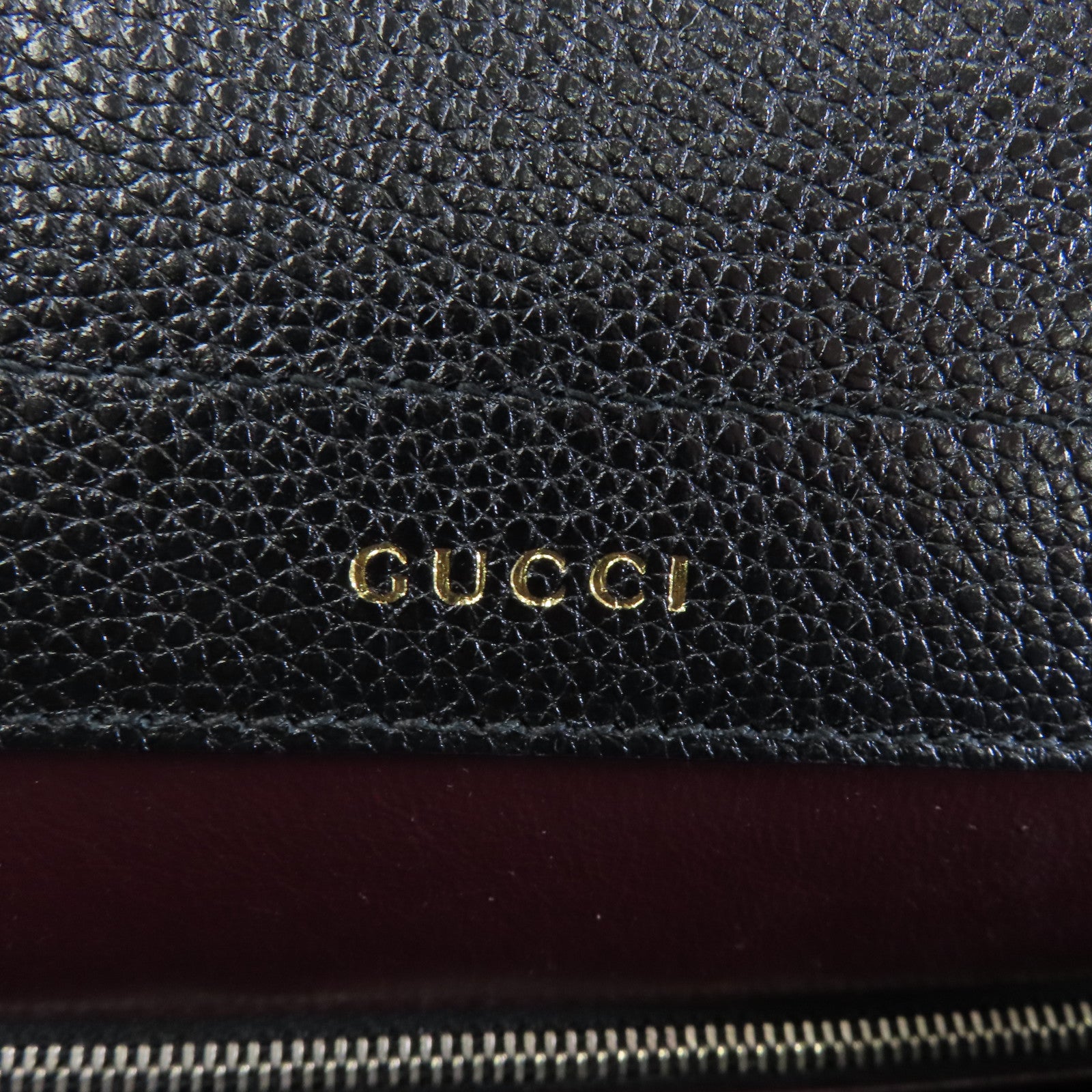 GUCCI 牛皮皮革Zumi銀扣手挽肩背兩用袋黑色