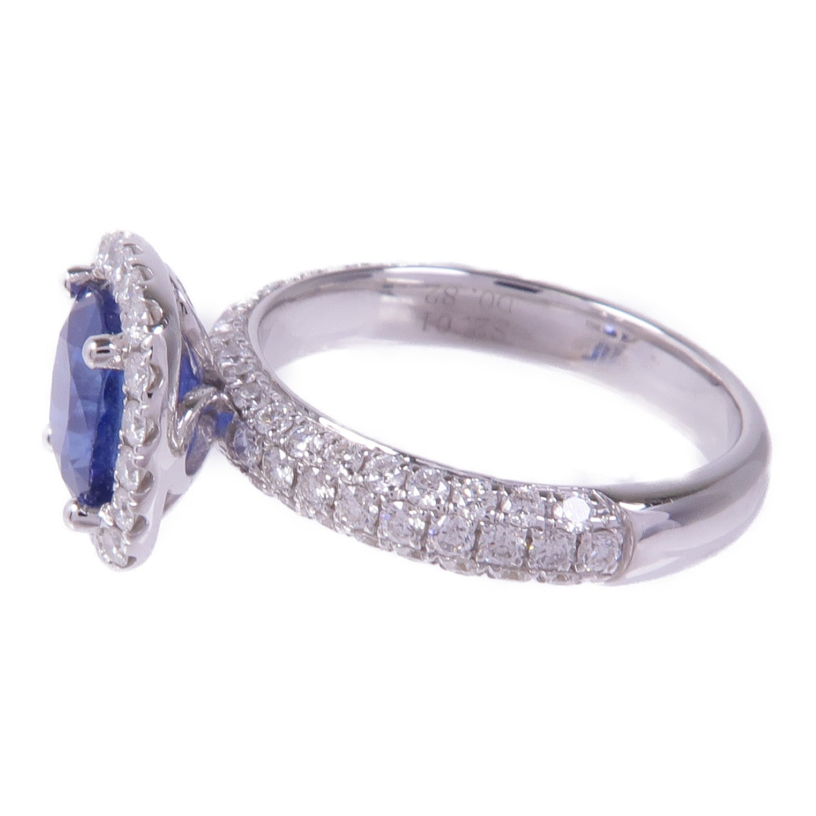 JEWELRY 【激減優惠】18K白金Sapphire Diamond Ring藍寶石/鑽石戒指US#6