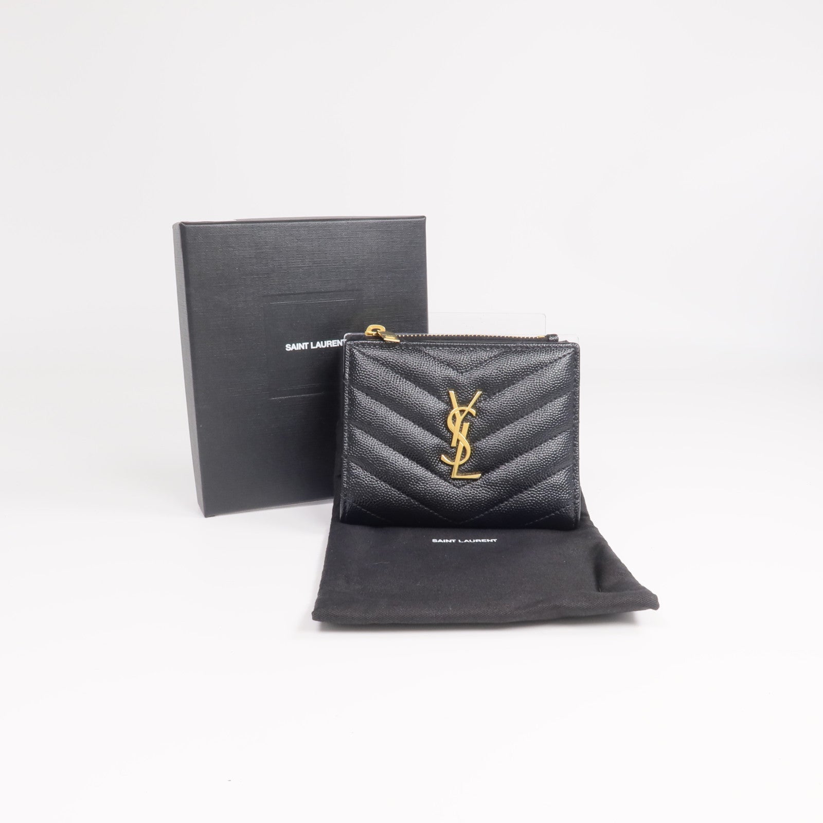 SAINT LAURENT 牛皮皮革Wallet金扣錢包