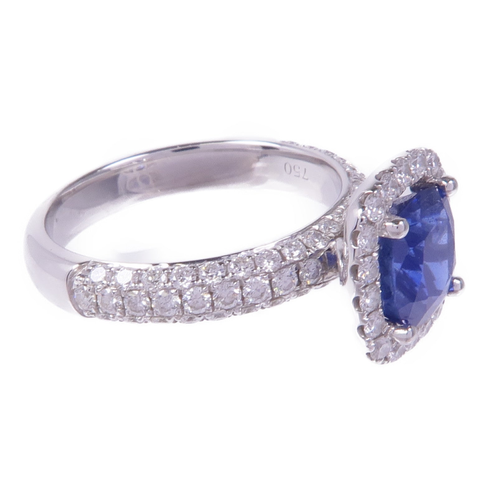 JEWELRY 【激減優惠】18K白金Sapphire Diamond Ring藍寶石/鑽石戒指US#6