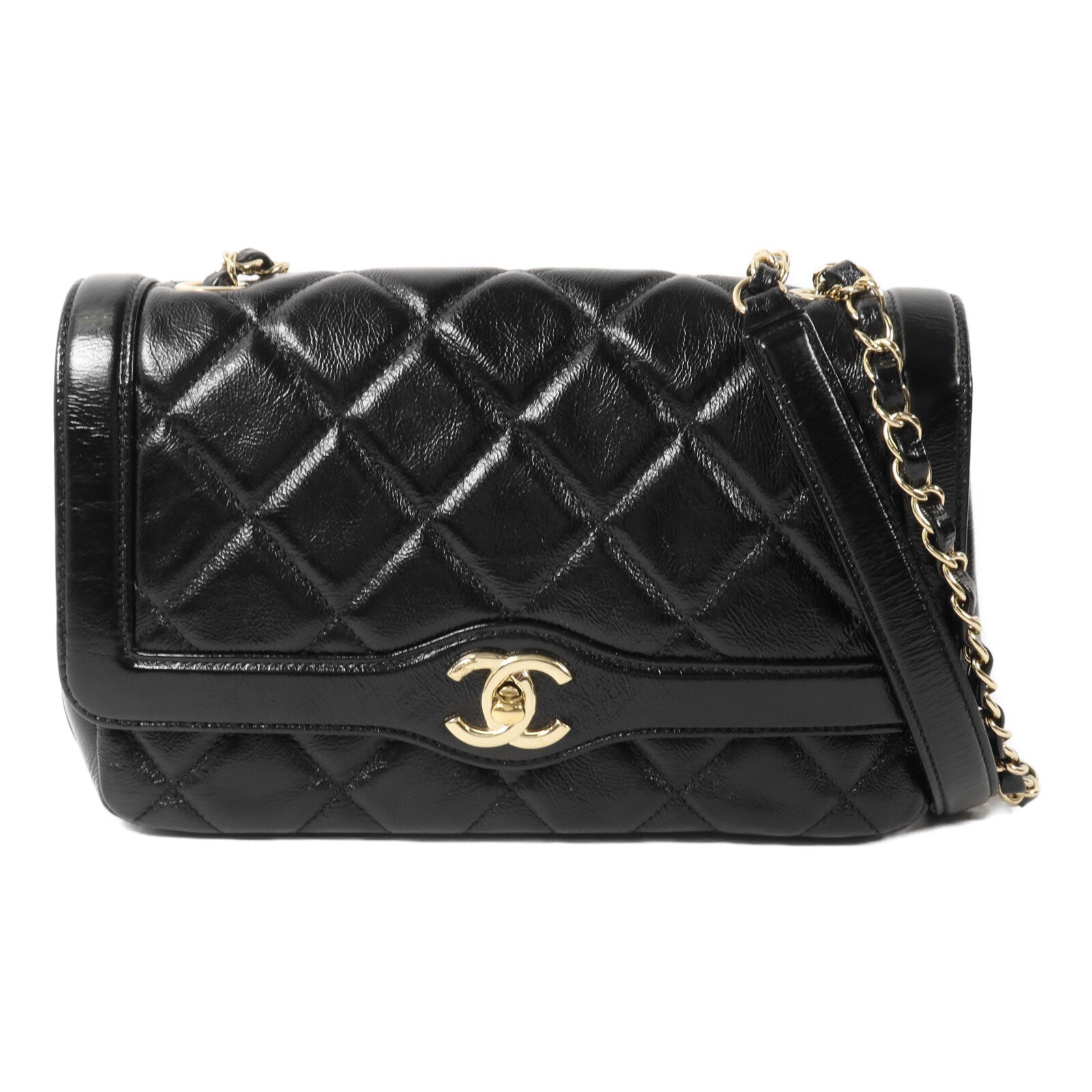 CHANEL 漆皮皮革Chain Shoulder鏈帶肩背袋