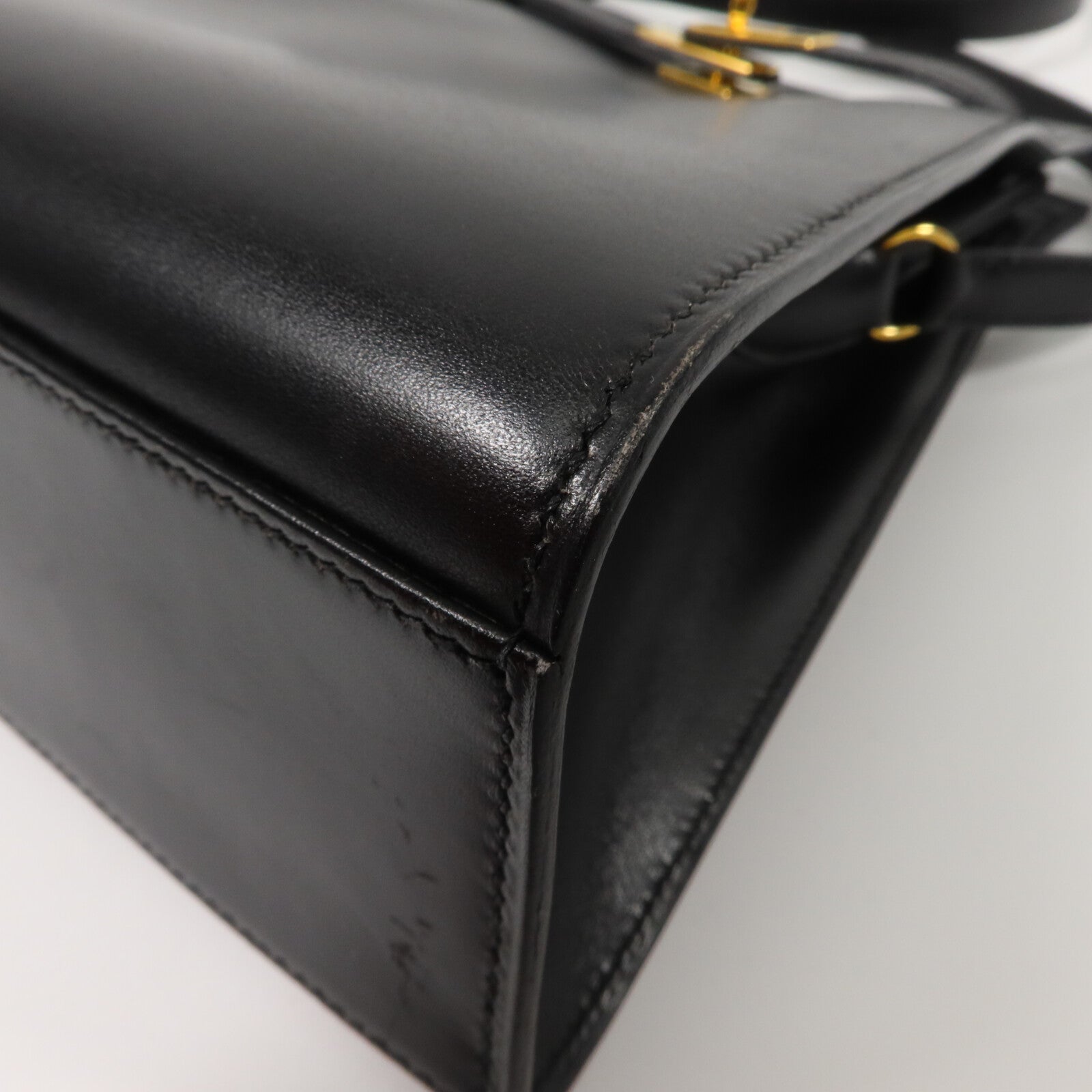 HERMES Box皮革Kelly Sport PM肩背袋Noir