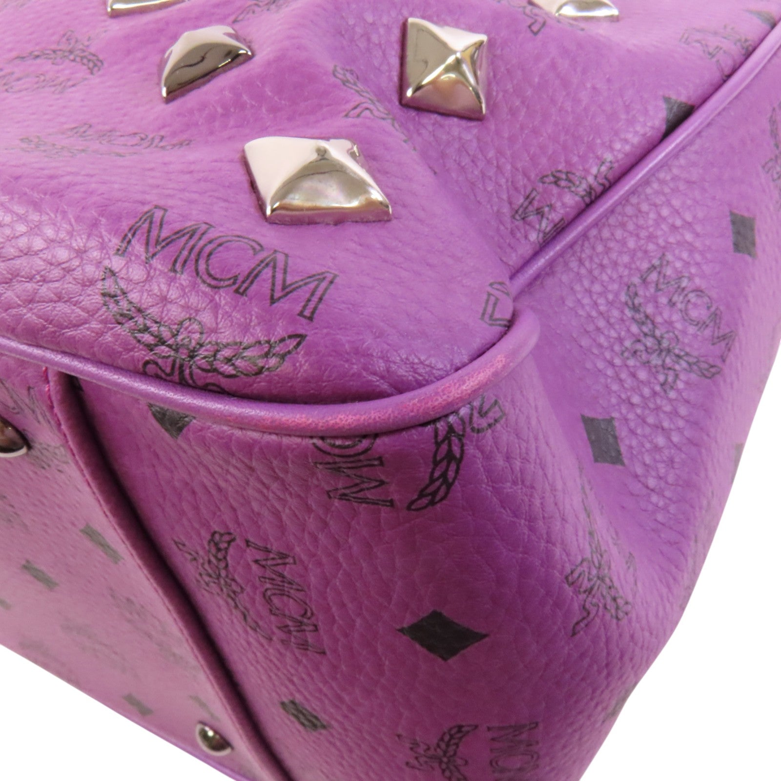 MCM 塗層帆布Tote Bag銀扣手挽肩背兩用袋