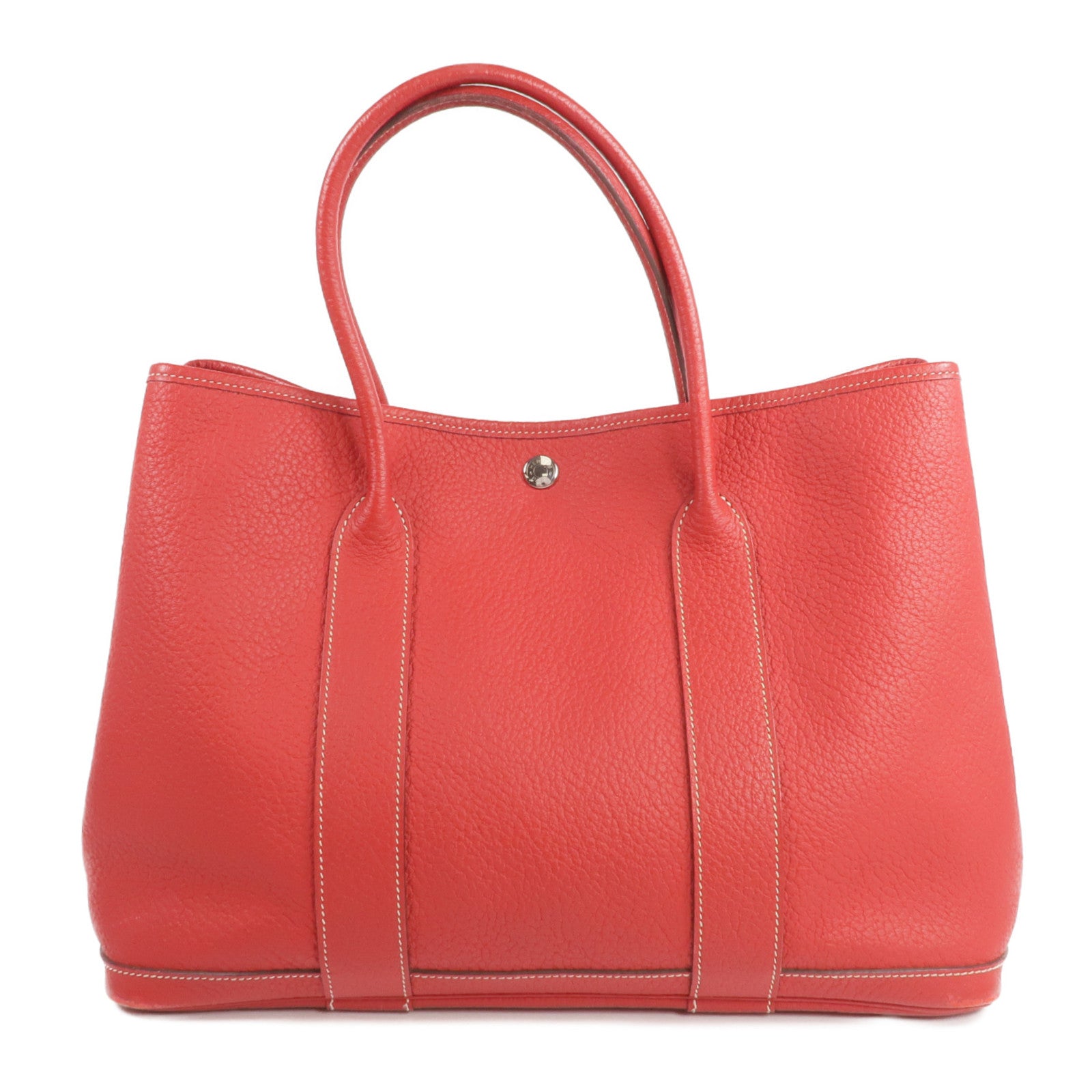 HERMES Clemence皮革Garden Party PM銀扣手挽袋